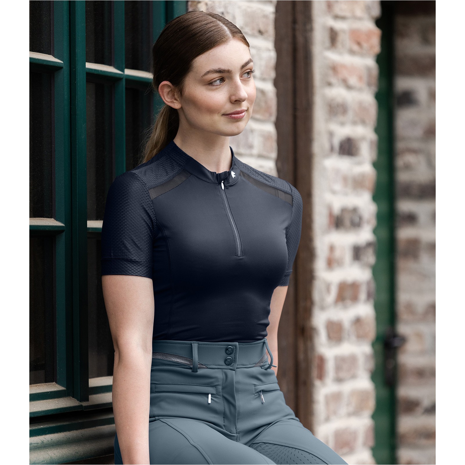 Damen Funktions-Zip-Shirt NANCY mit Mesheinsätzen tiefblau