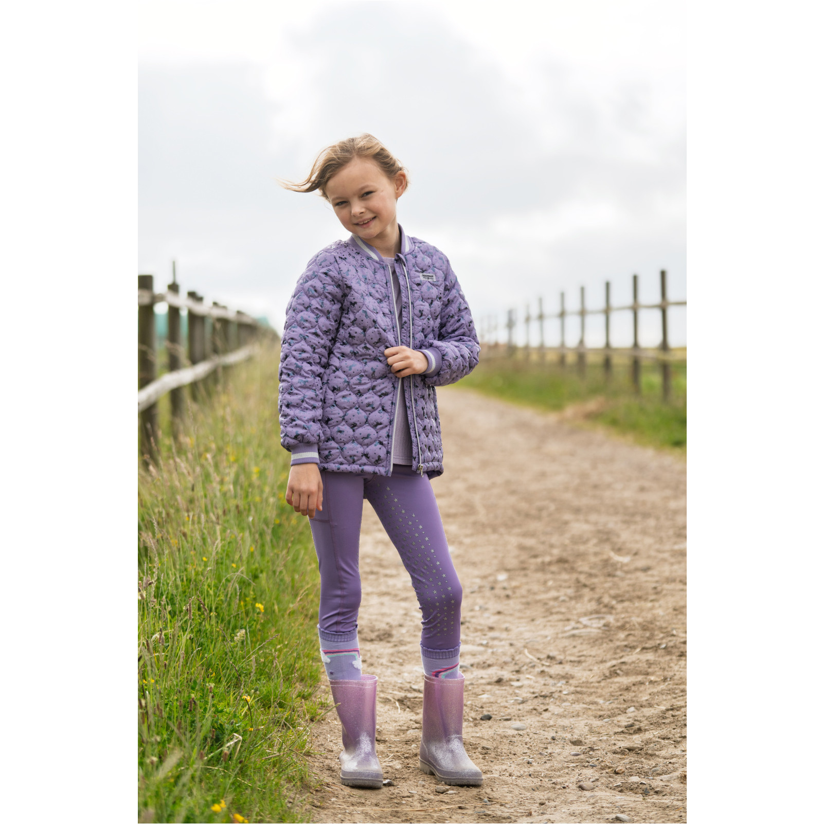 Kinder Reitleggings Silikon Vollbesatz MOLLY aster purple