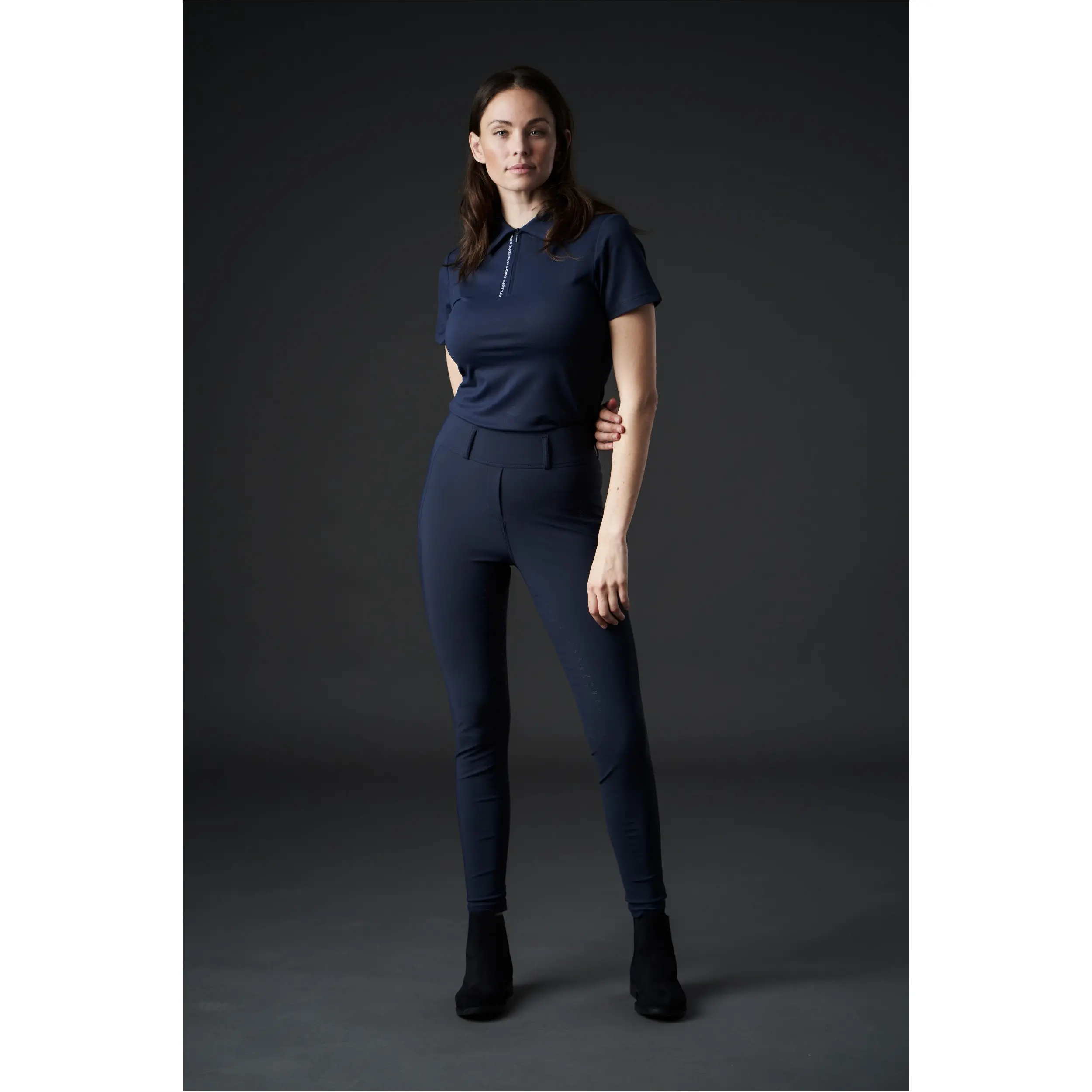Damen Reitleggings Silikon Vollbesatz RIVER F/G mit Gürtelschlaufen navy
