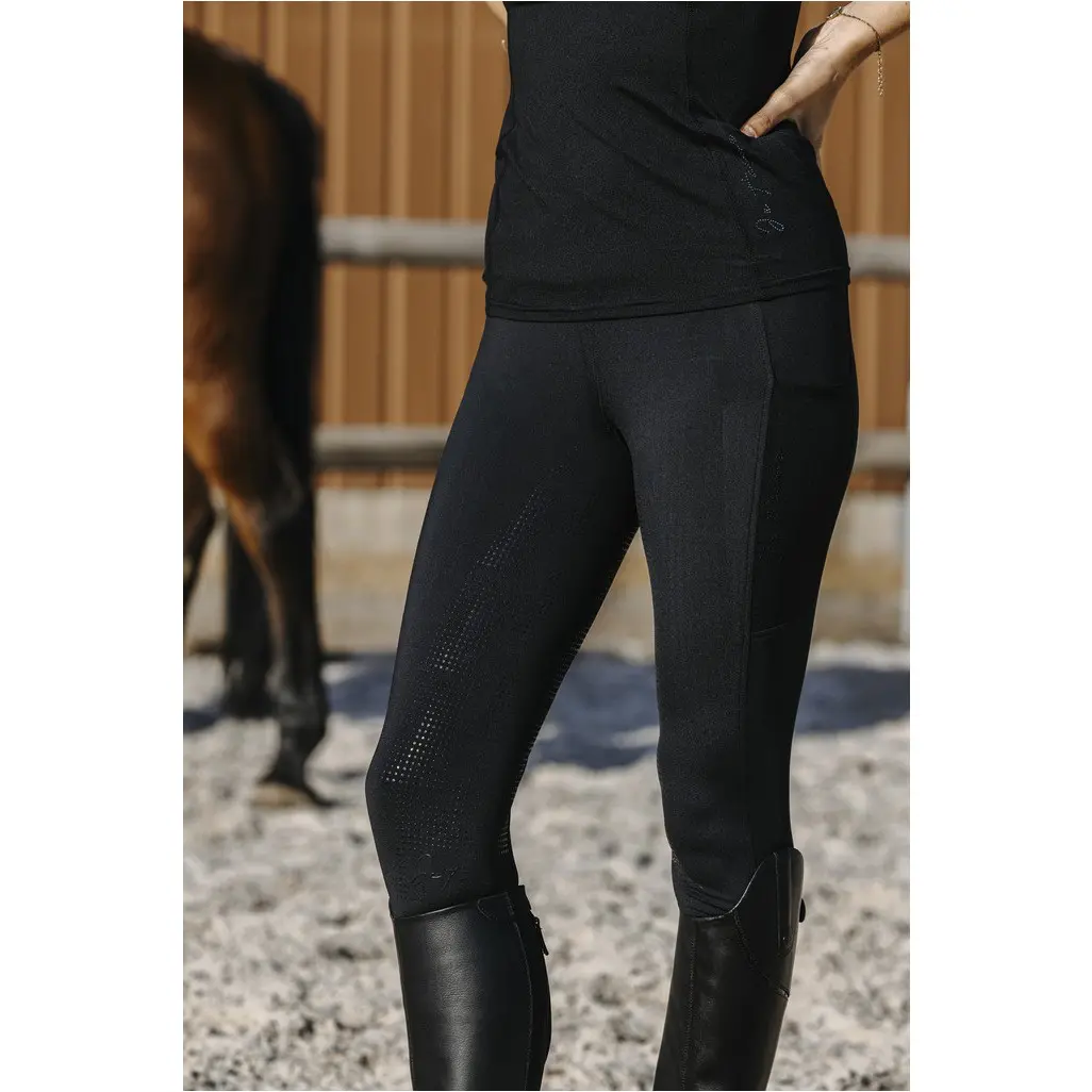 Damen Reitleggings Silikon Vollbesatz FLORA Kreuzbund schwarz