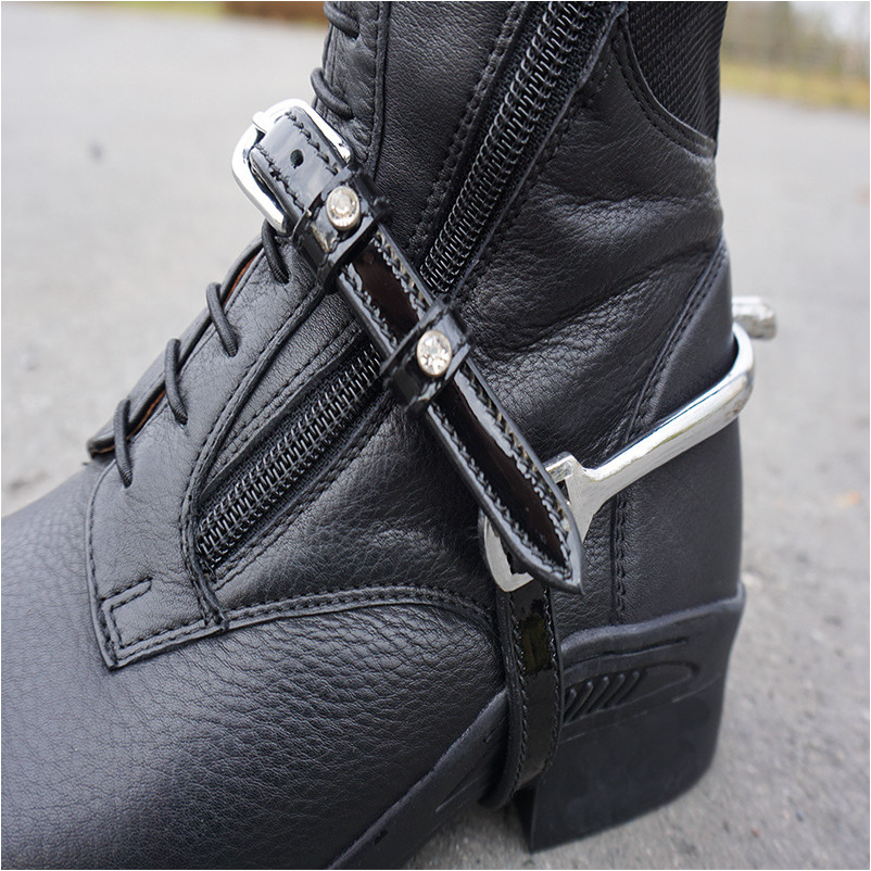 Sporenriemen CRYSTAL LACK mit Strass schwarz/lack