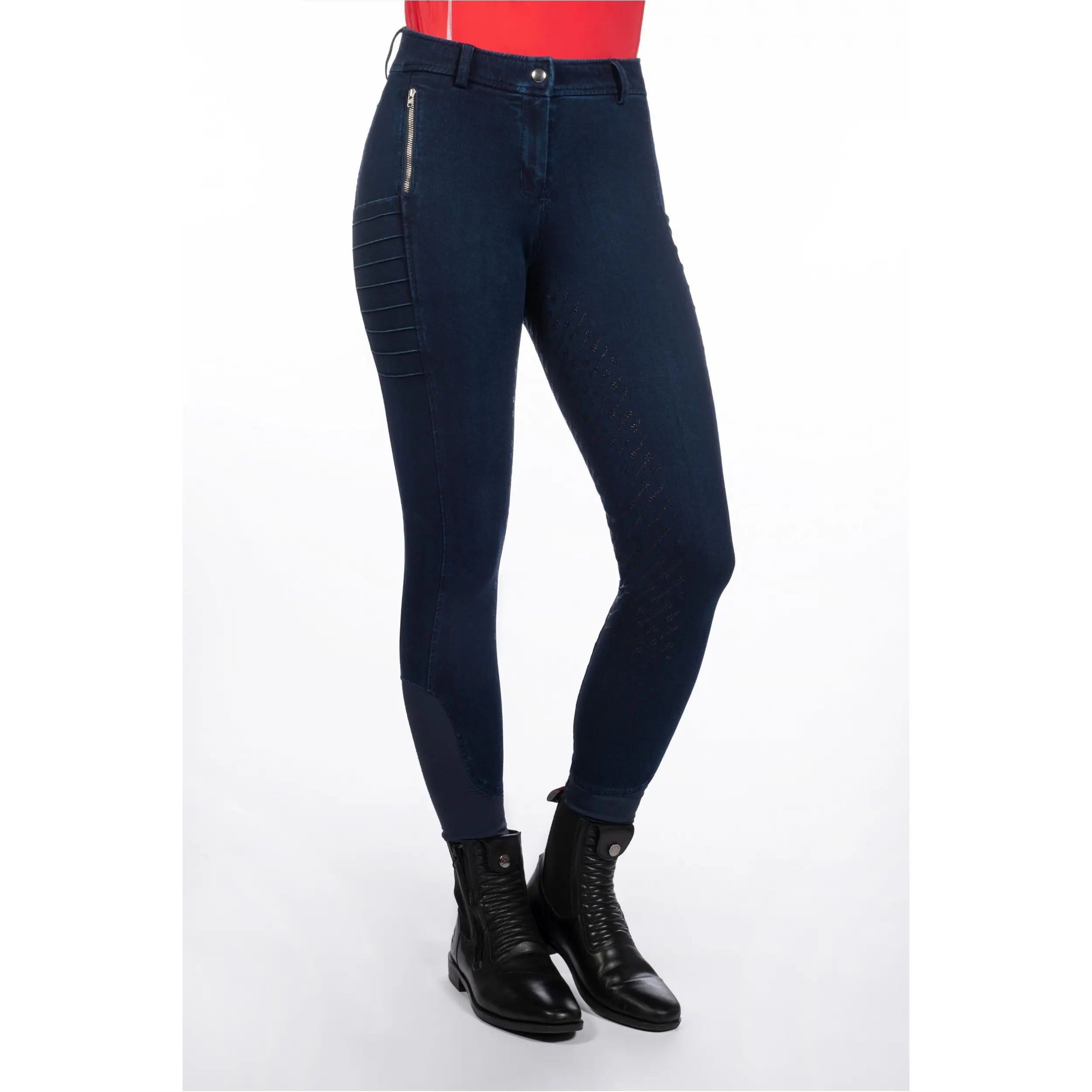 Damen Reithose Silikon Vollbesatz ARUBA DENIM dunkelblau