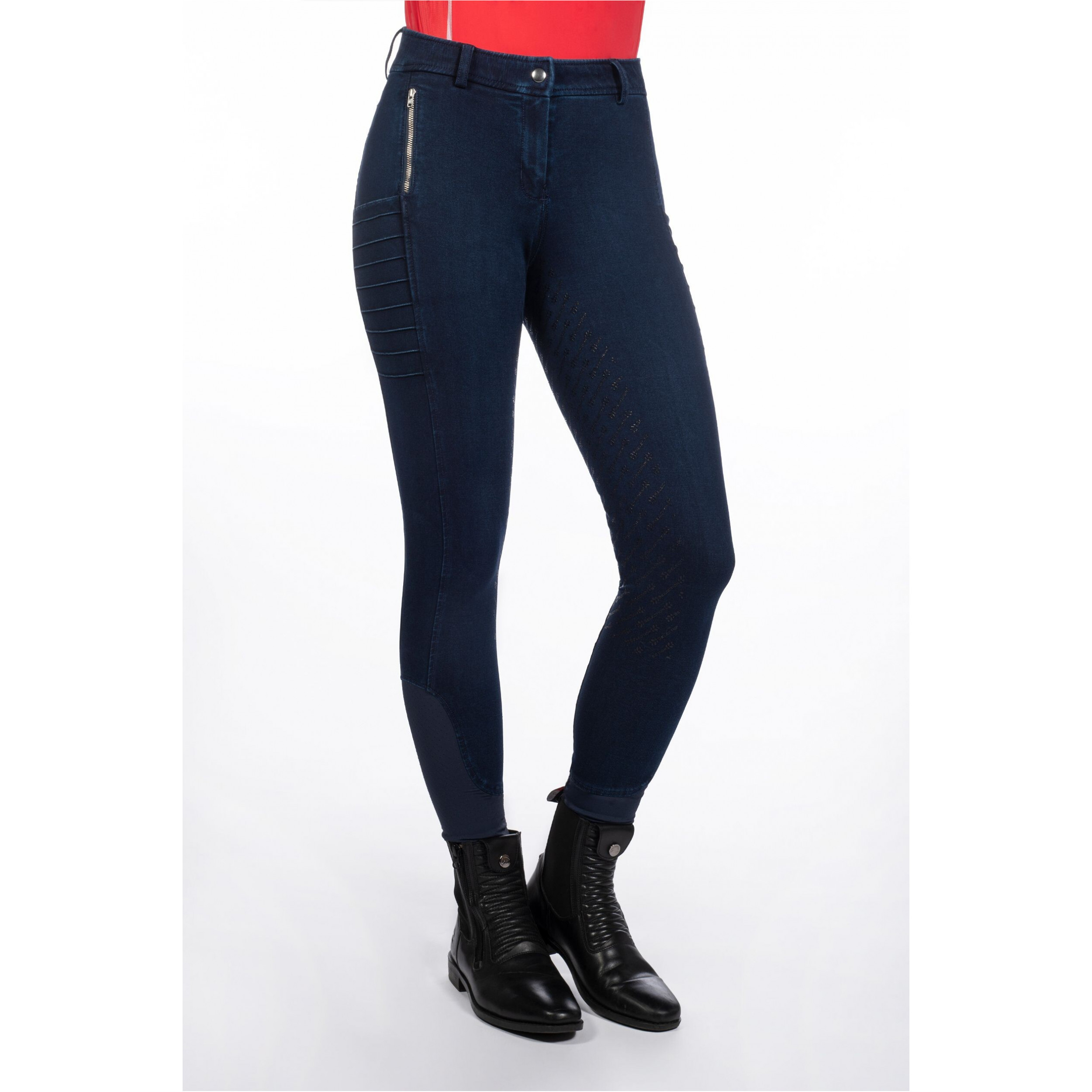 Damen Reithose Silikon Vollbesatz ARUBA DENIM dunkelblau