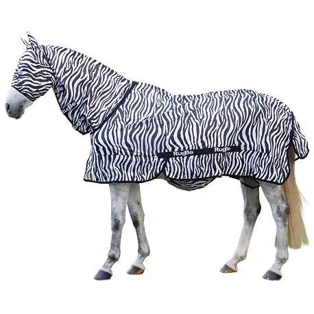Fliegendecke mit Halsteil RugBe ZEBRA schwarz/weiss