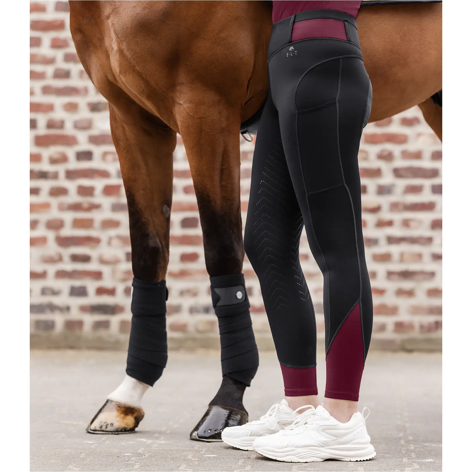 Damen Reitleggings Silikon Vollbesatz NOEMI schwarz/samtrot Damen Reitleggings Silikon Vollbesatz NOEMI schwarz/samtrot