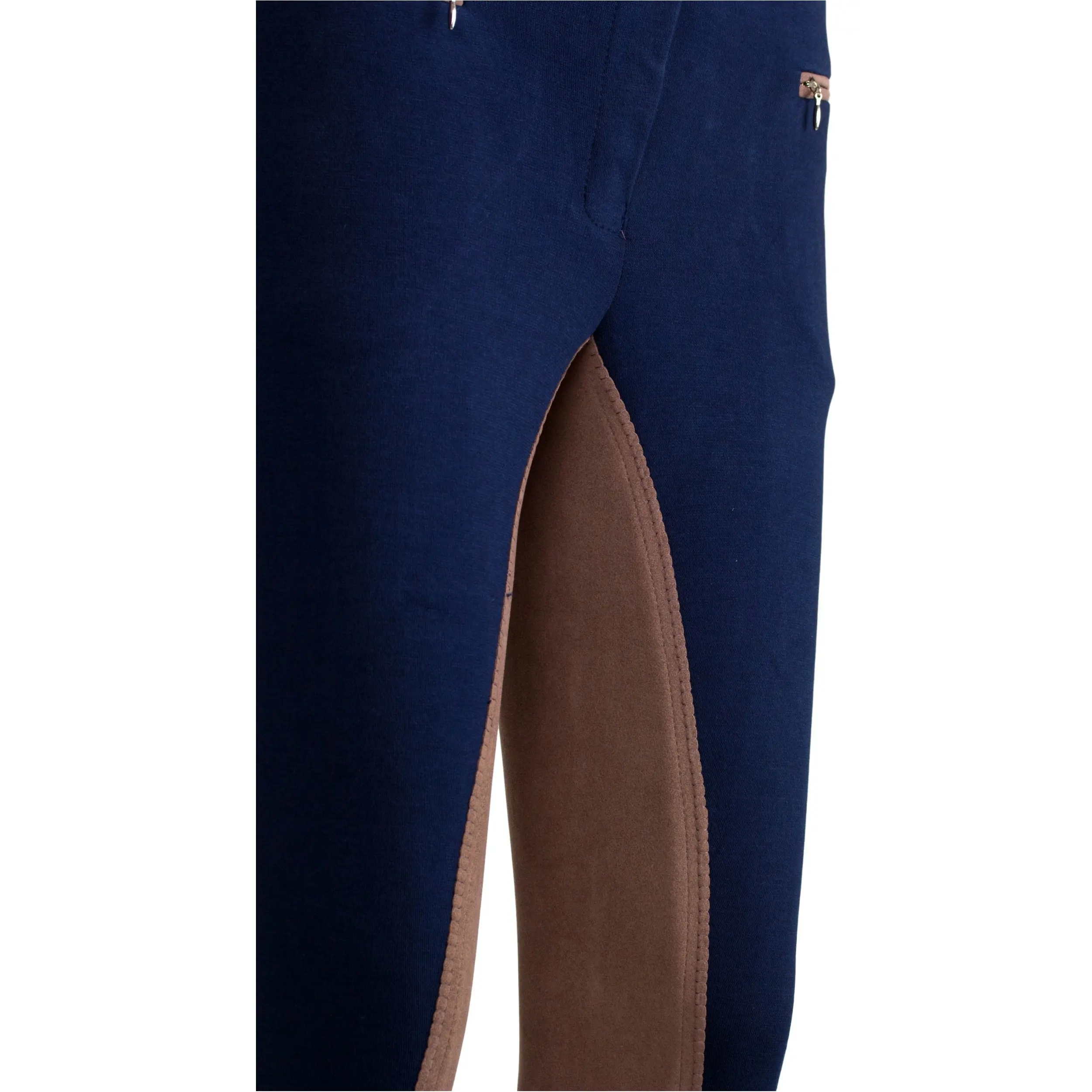 Damen Reithose Vollbesatz Flex BASICLINE dunkelblau/hellbraun