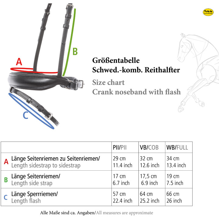 Trensenzaum mit schwedischen Reithalfter RAVENNA schwarz