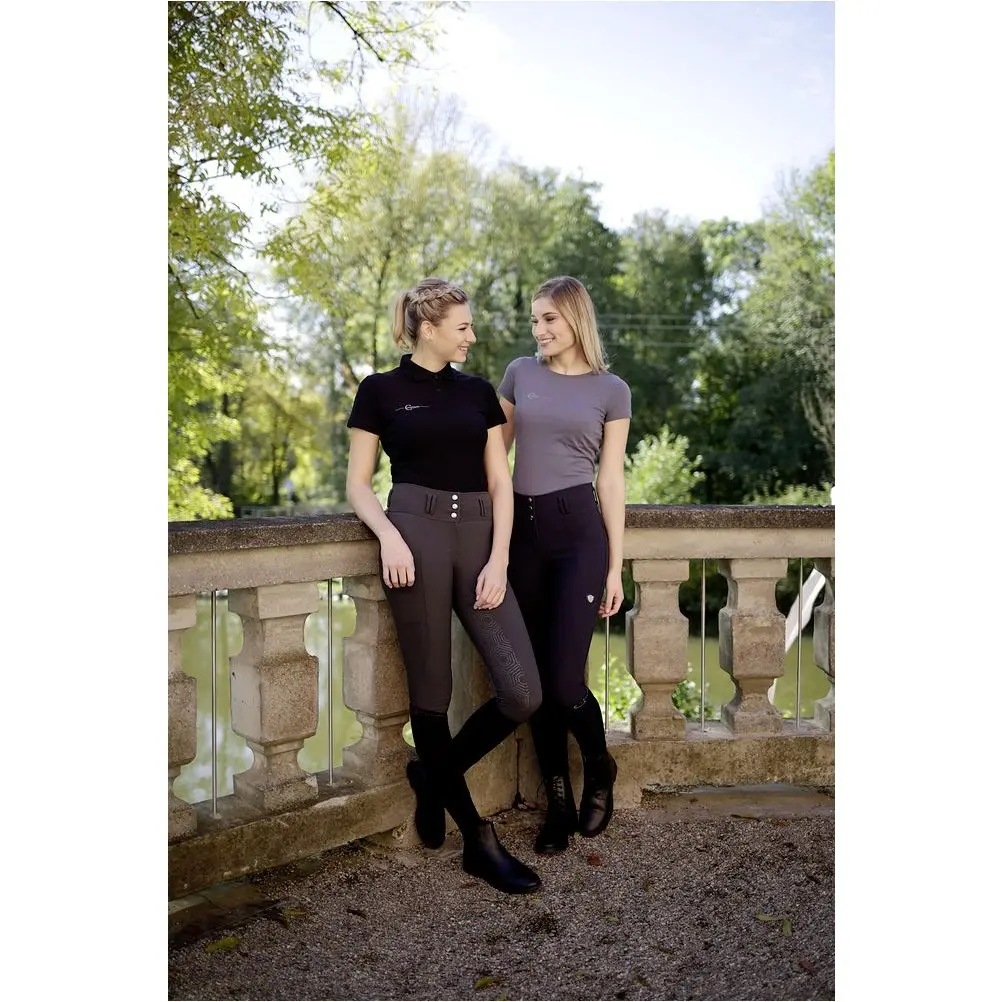 Damen Reithose Silikon Vollbesatz HIGHWAIST Hochbund dunkelgrau
