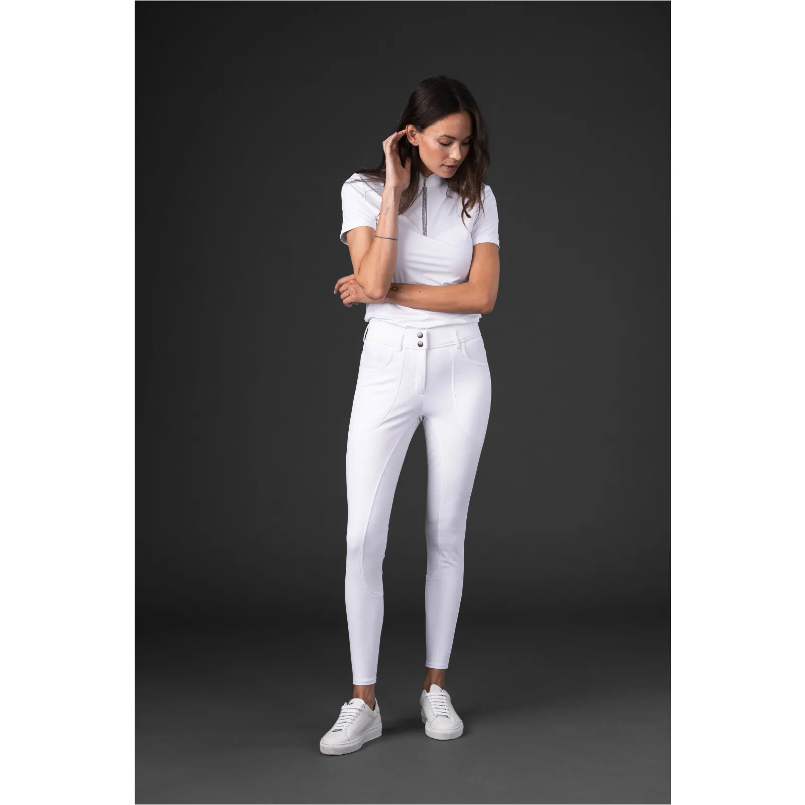 Damen Reithose Silikon Vollbesatz RIHANNA weiß