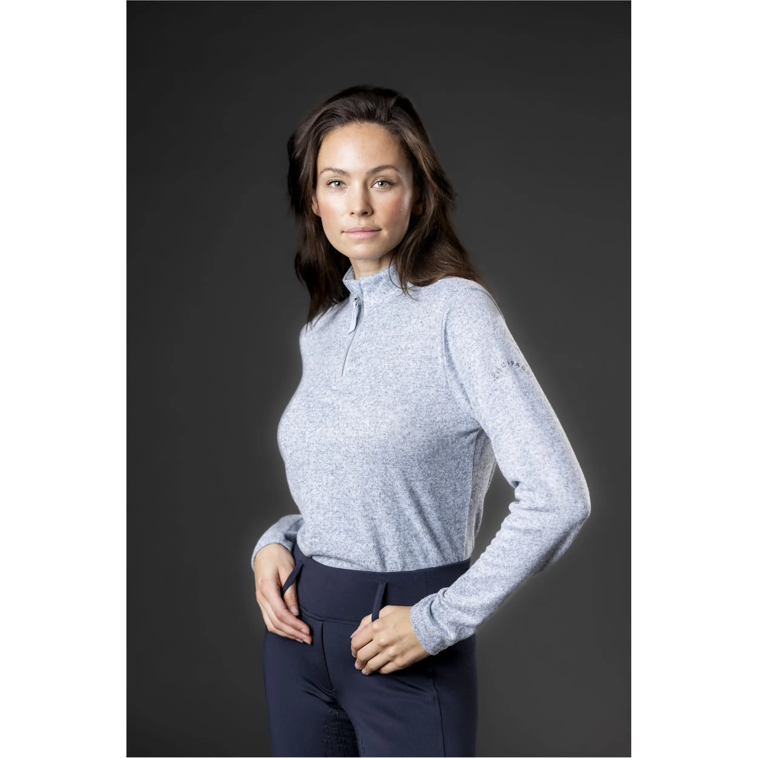 Damen Funktionsshirt Langarm STACEY half-zip blue fog