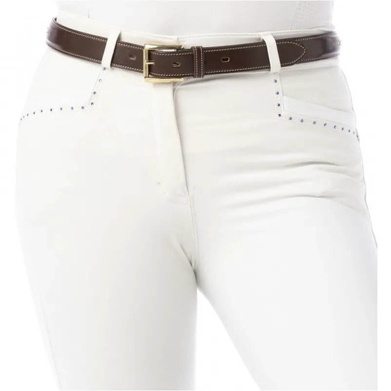 Damen Reithose Silikon Kniebesatz SAFIR weiß/blau