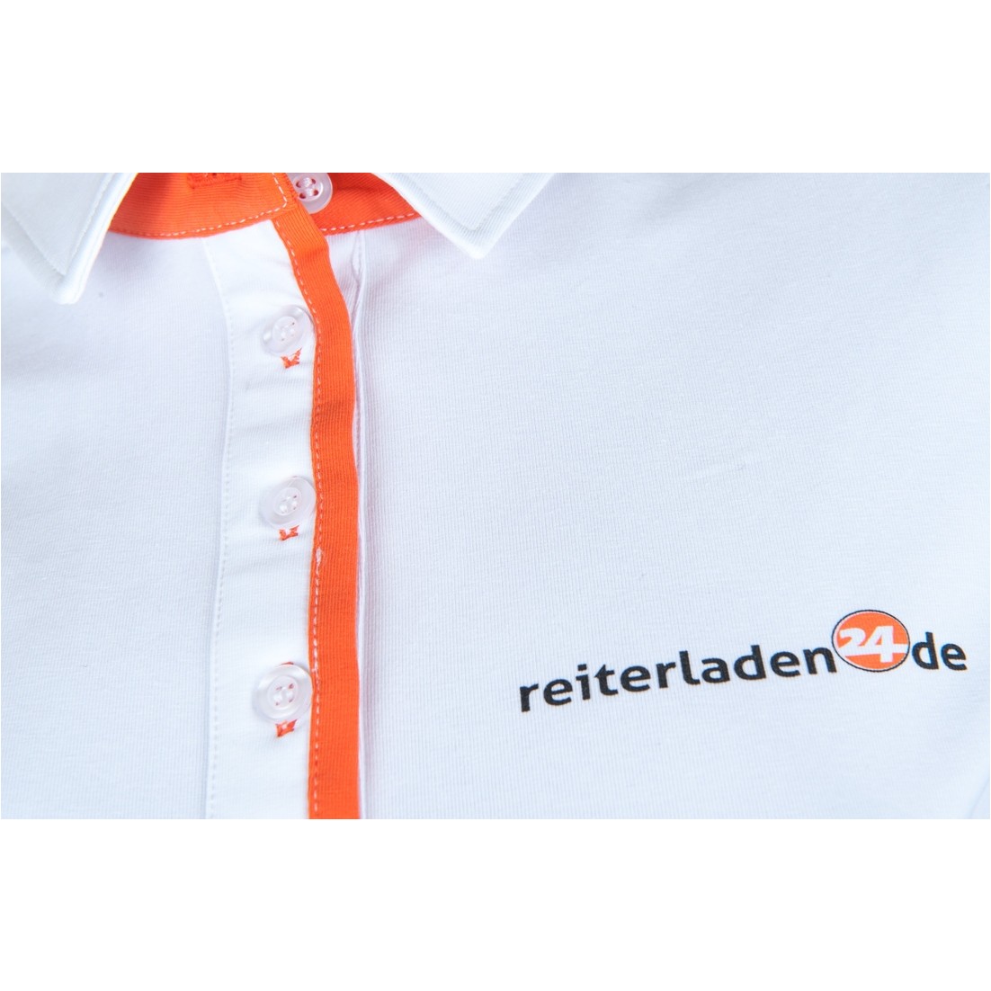 Damen Poloshirt -Reiterladen24- weiß/orange
