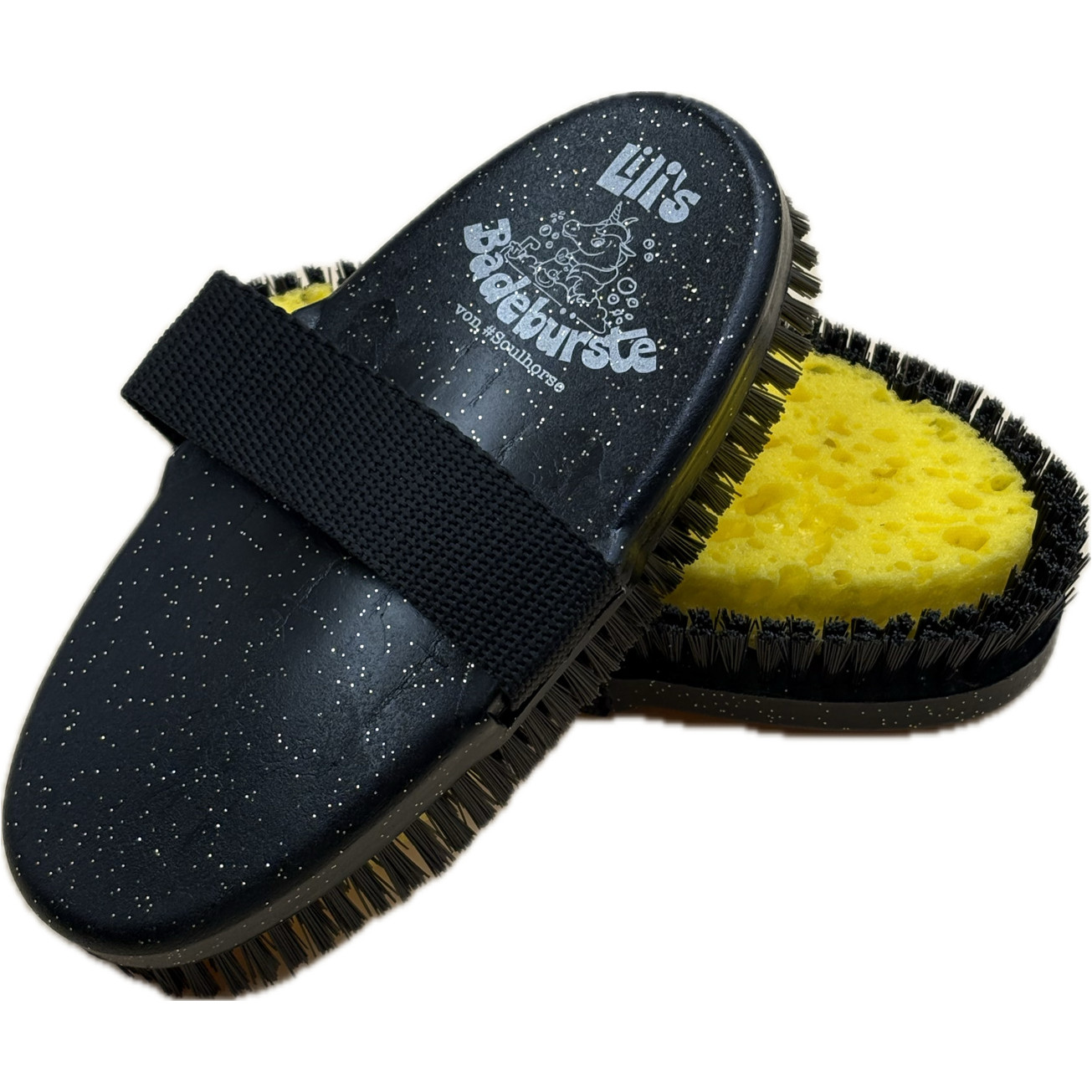 Kombikardätsche mit Schwamm SOULHORSE LILIS BADEBÜRSTE schwarz