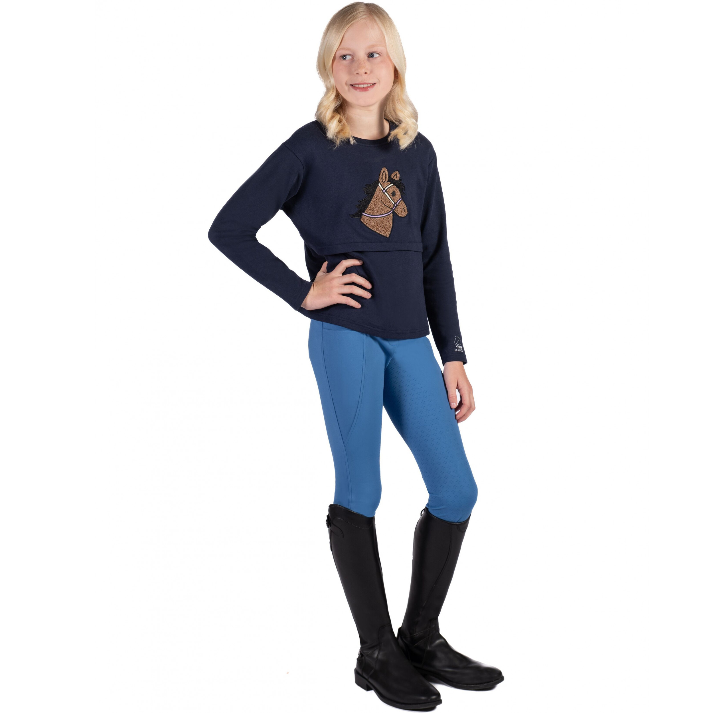 Winter Kinder Reitleggings Silikon Vollbesatz MIA blau