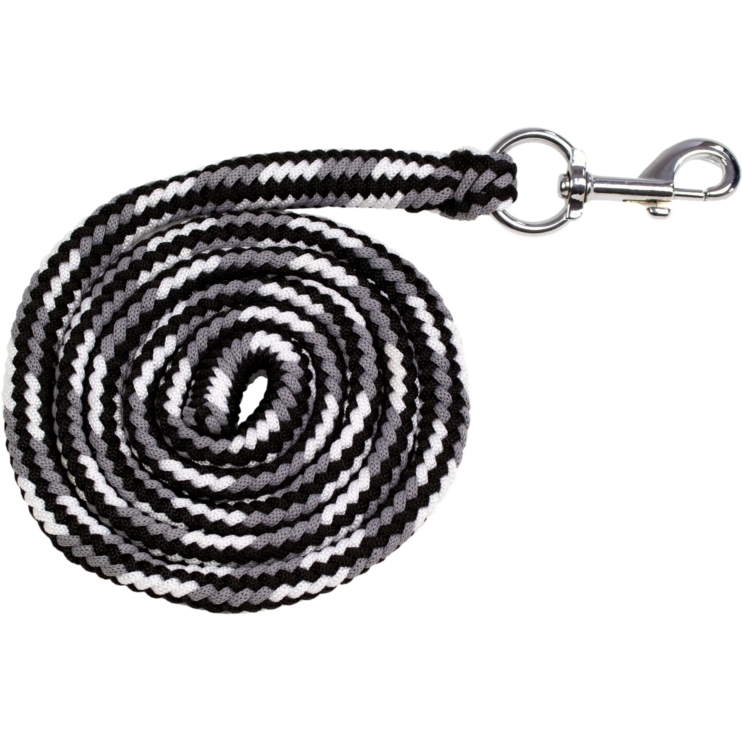 Führstrick mit Karabinerhaken BASICLINE schwarz/grau/weiß 180cm