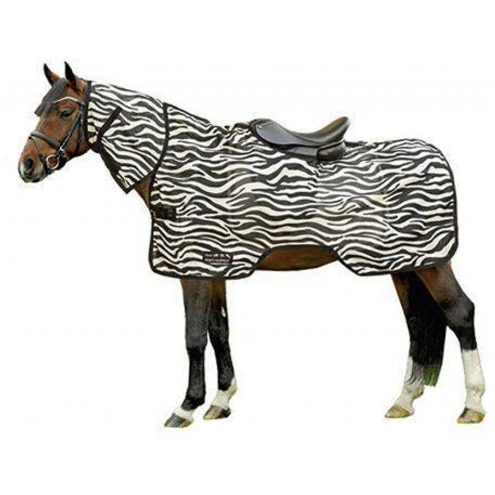 Fliegenausreitdecke mit Halsteil ZEBRA weiß/schwarz