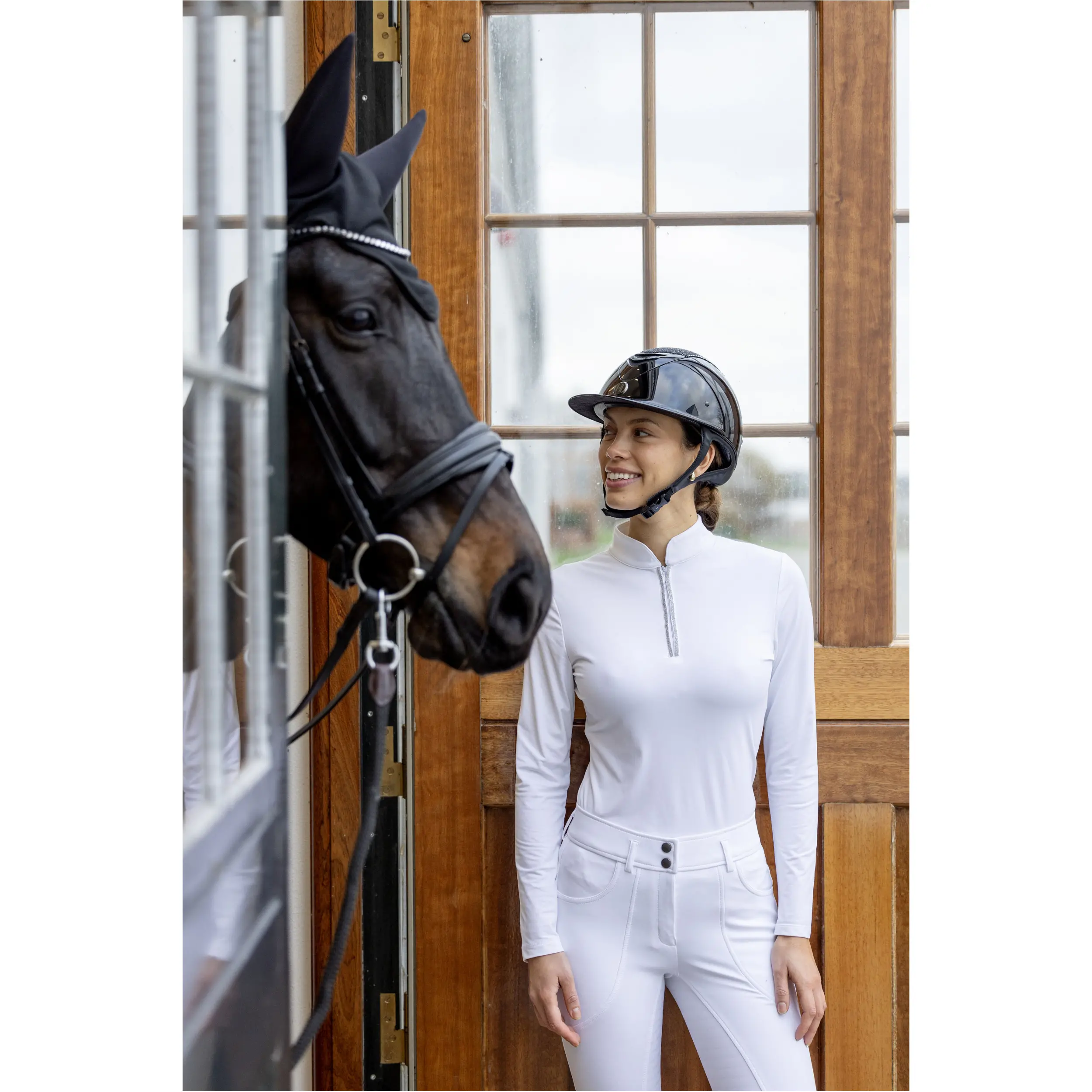 Damen Turniershirt Langarm VINICA half-zip weiß