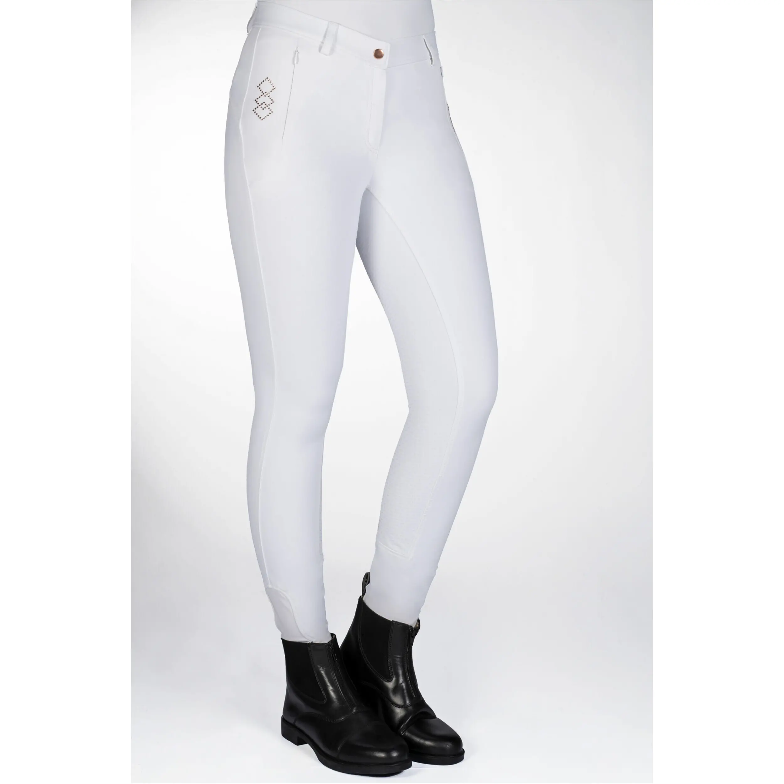 Damen Reithose Silikon Vollbesatz ALEXIS weiß
