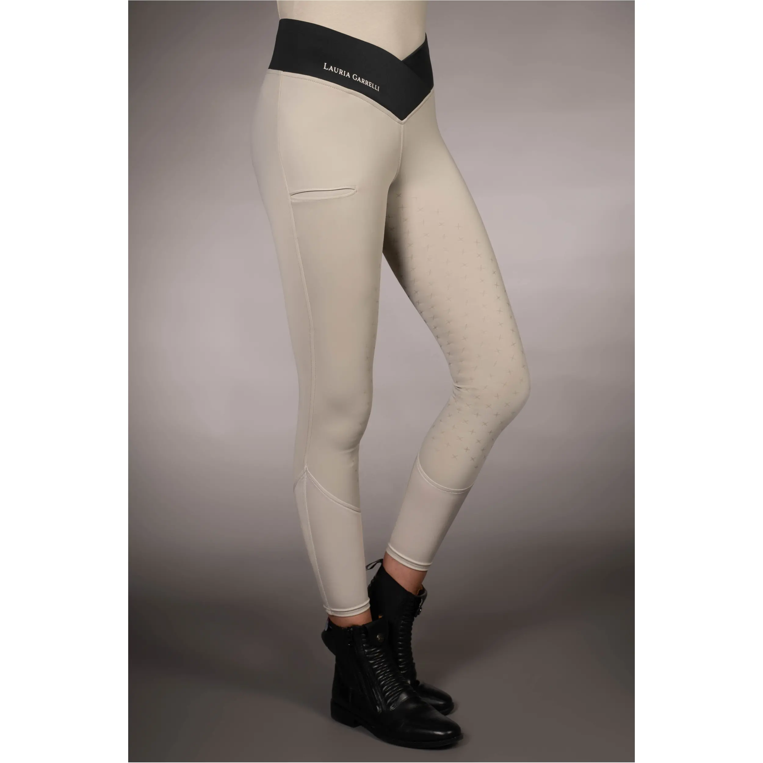 Damen Reitleggings Silikon Vollbesatz LIMONE grau/beige