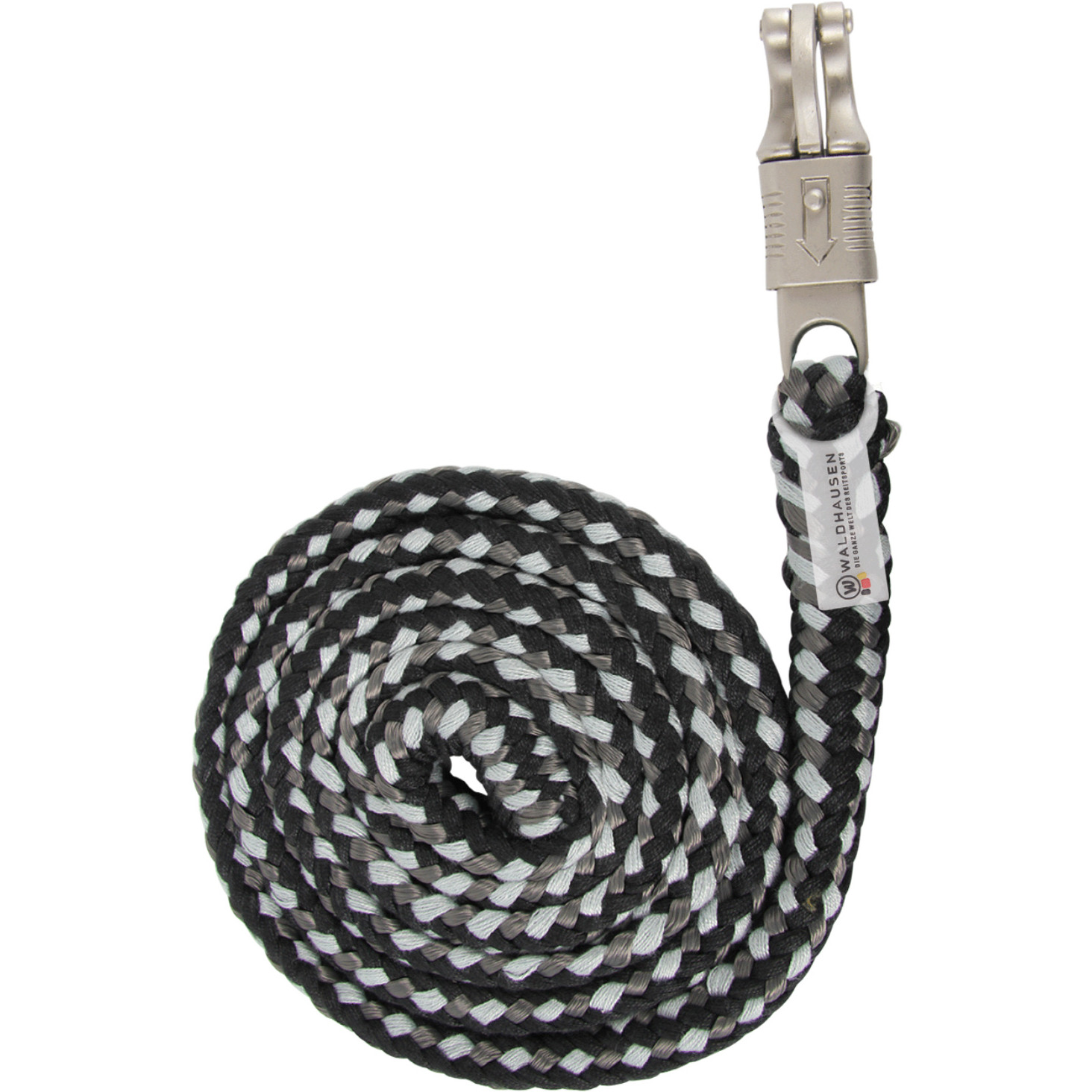 Anbindestrick mit Panikhaken PLUS schwarz/grau 200cm