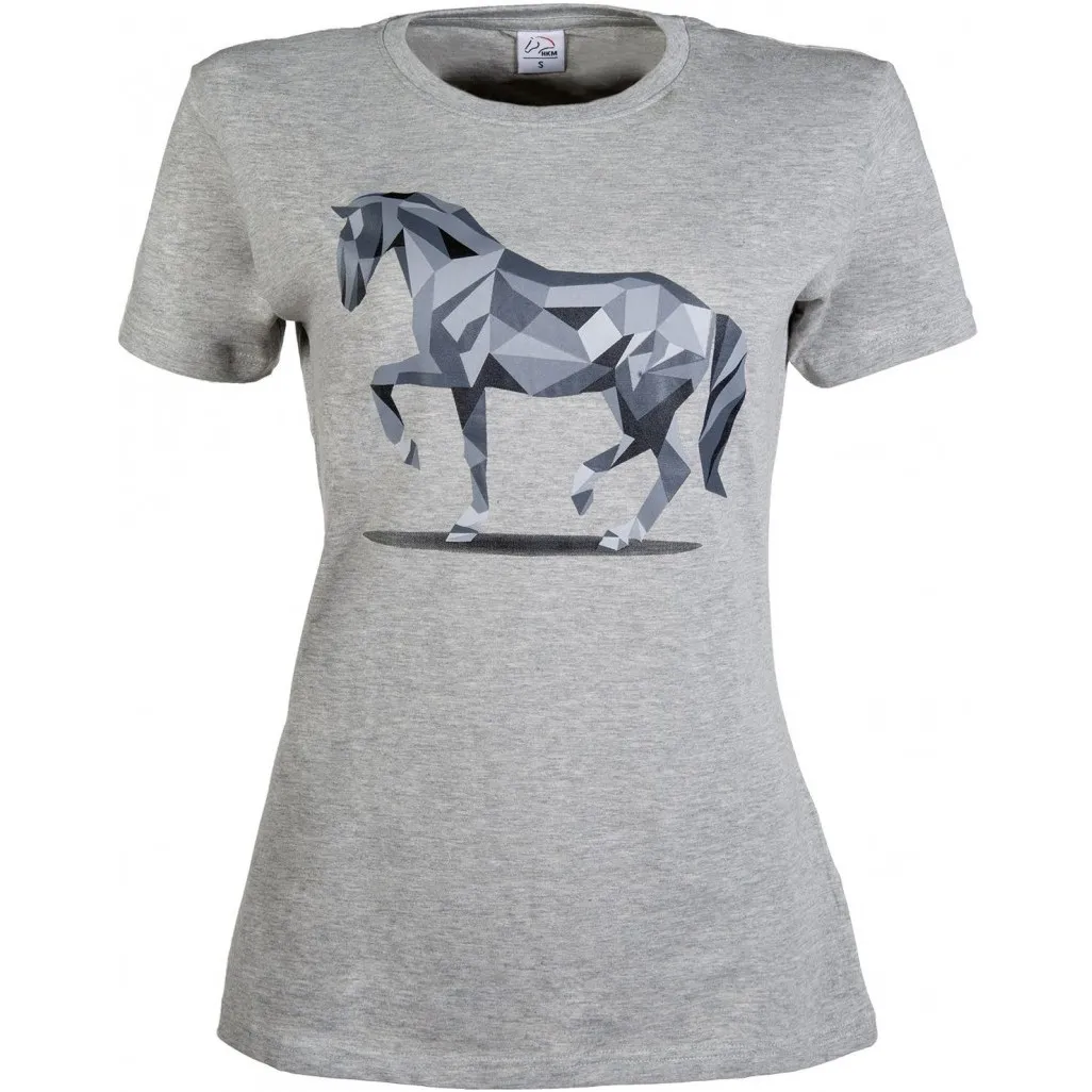 Damen T-Shirt GRAPHICAL HORSE hellgrau melange