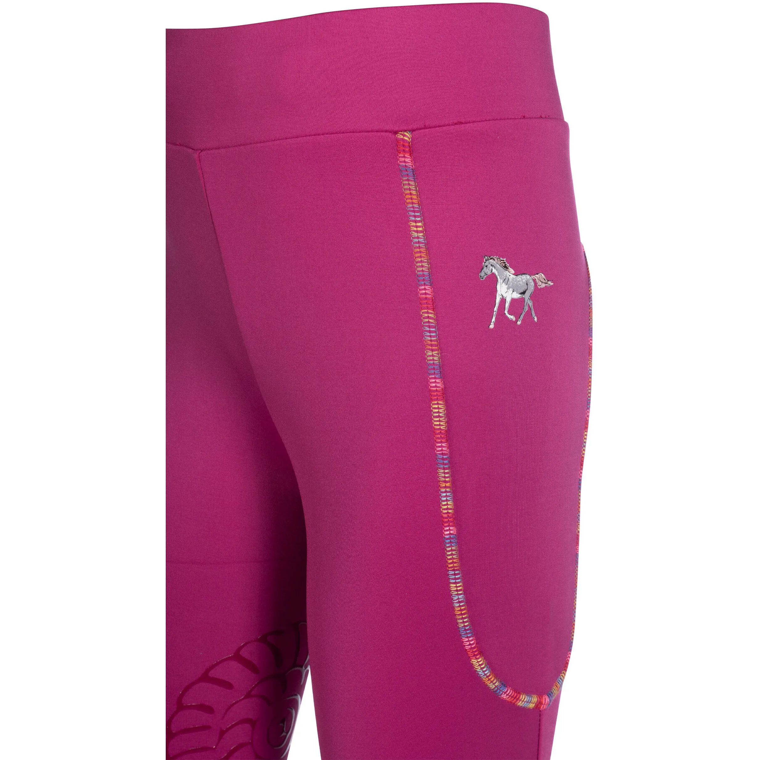 Kinder Reitleggings Silikon Kniebesatz POLLY magenta