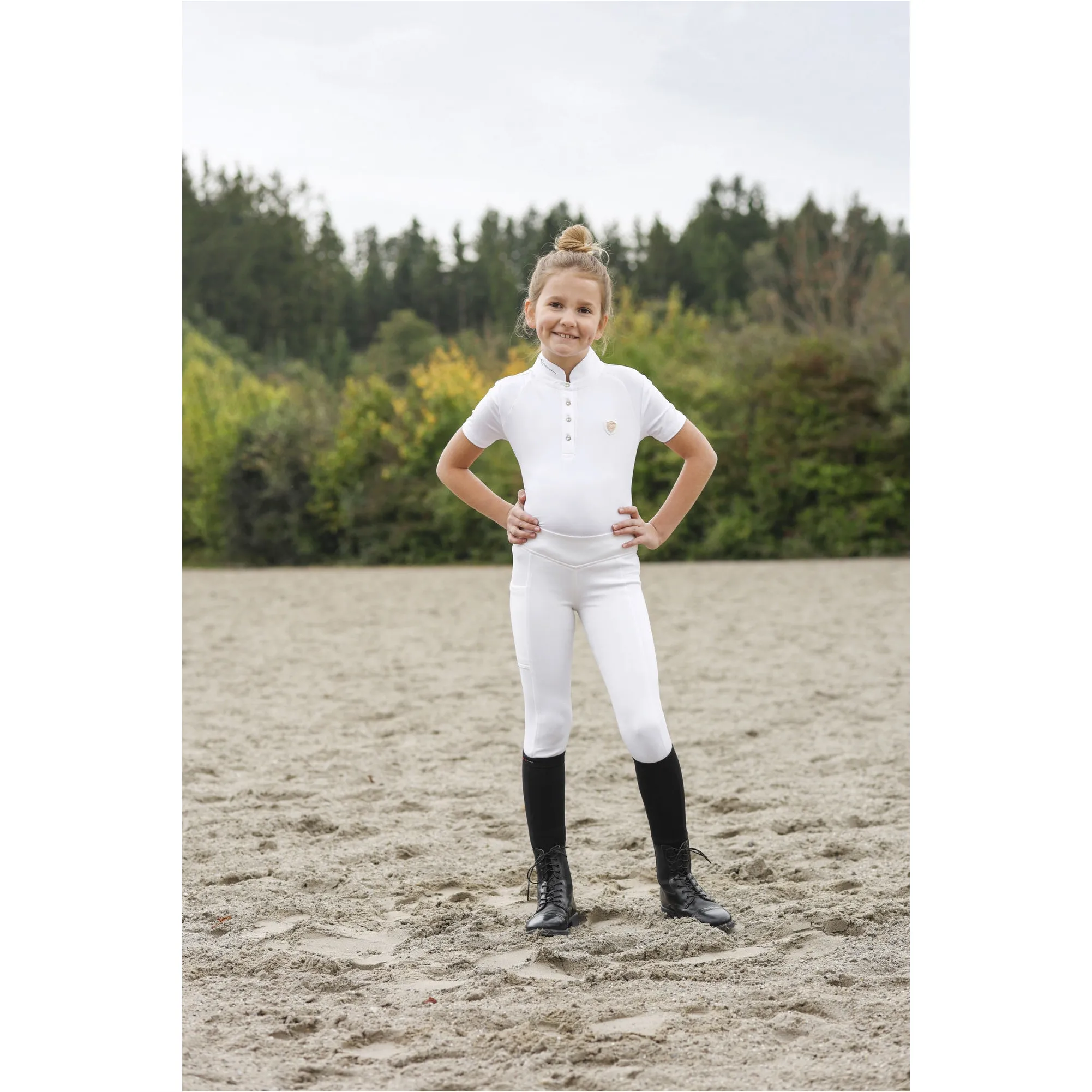 Kinder Reitleggings Silikon Vollbesatz CLASSIC STAR weiß