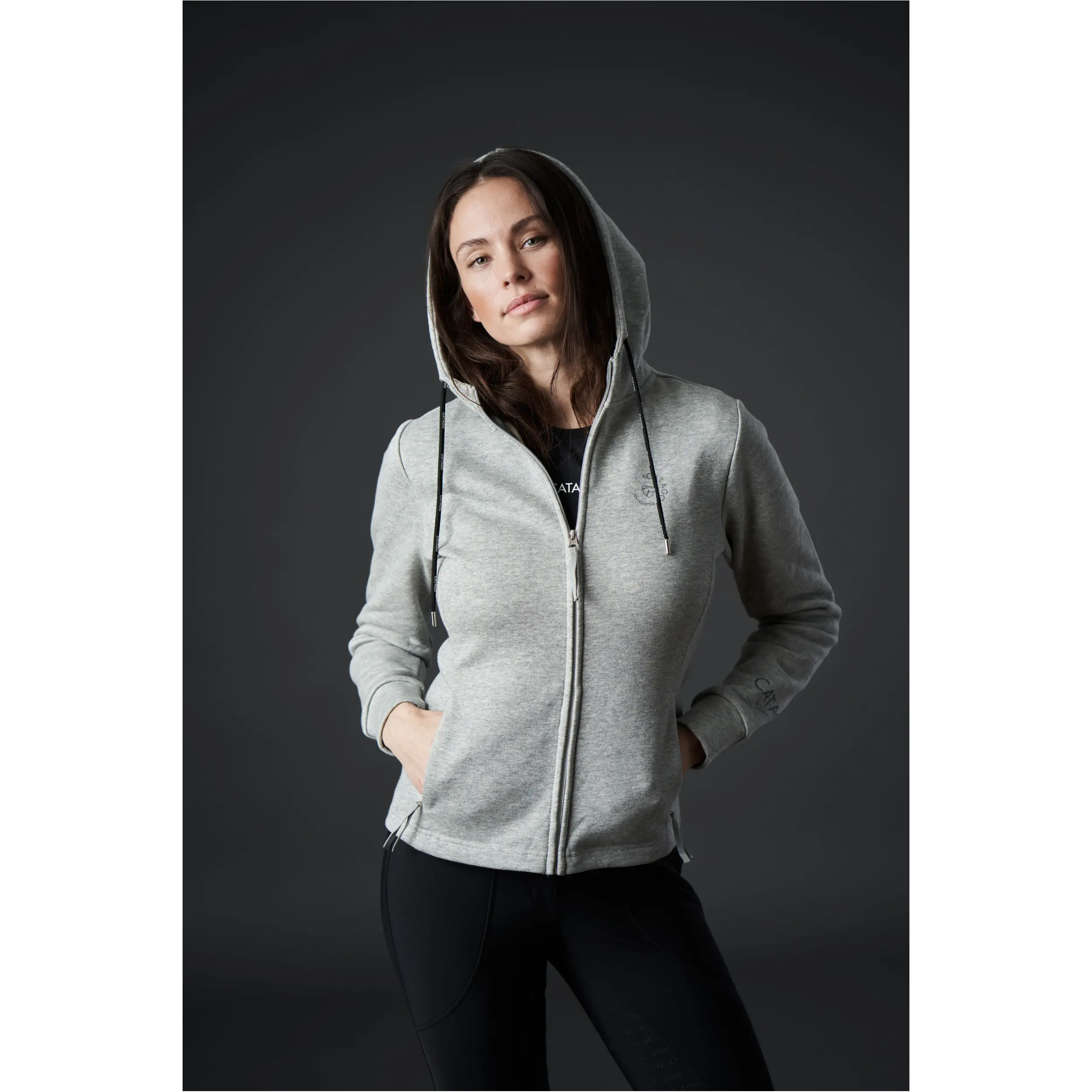 Damen Kapuzenpullover mit Reißverschluss NATALIE grau melange