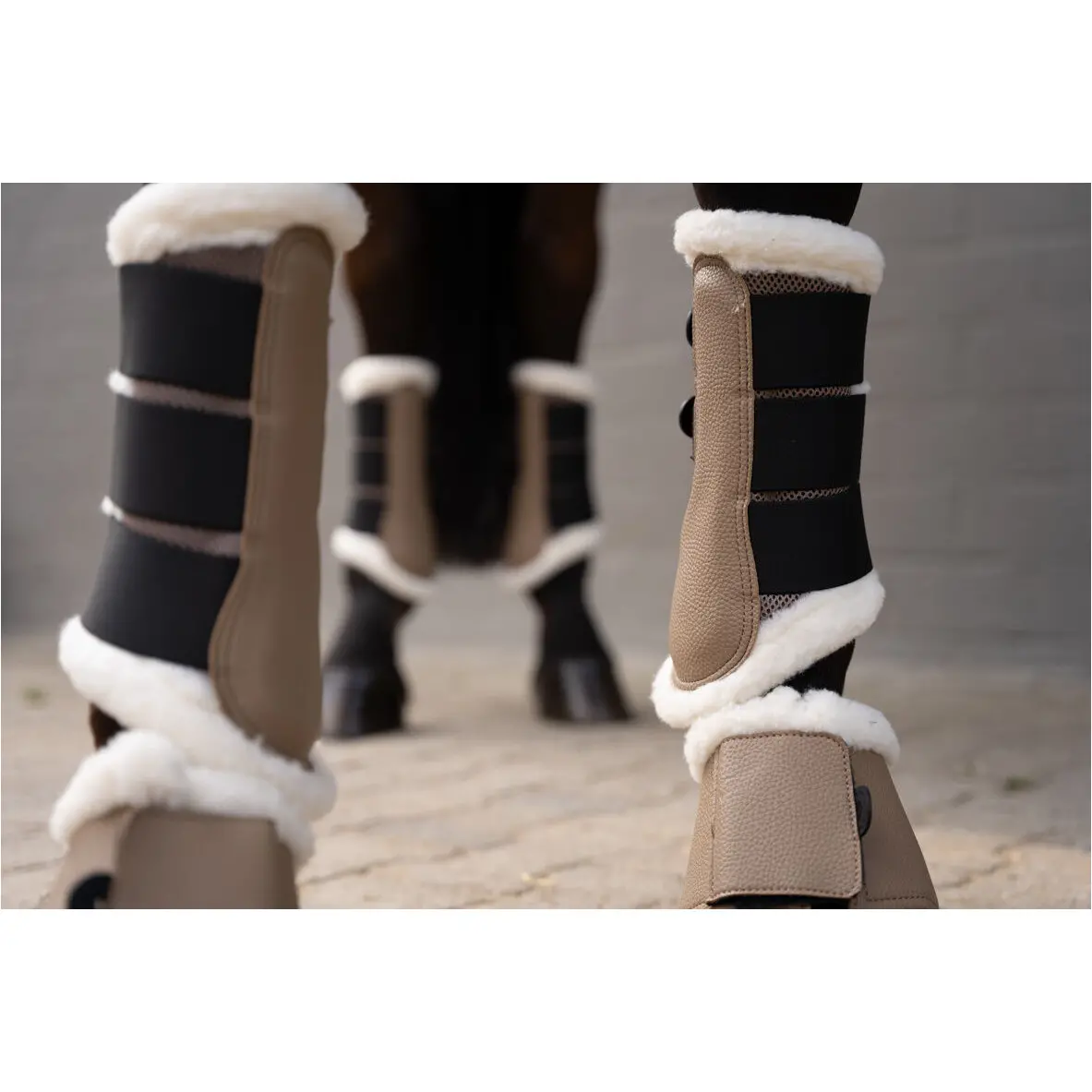 Gamaschen mit Fell COMFORT PREMIUM MESH taupe
