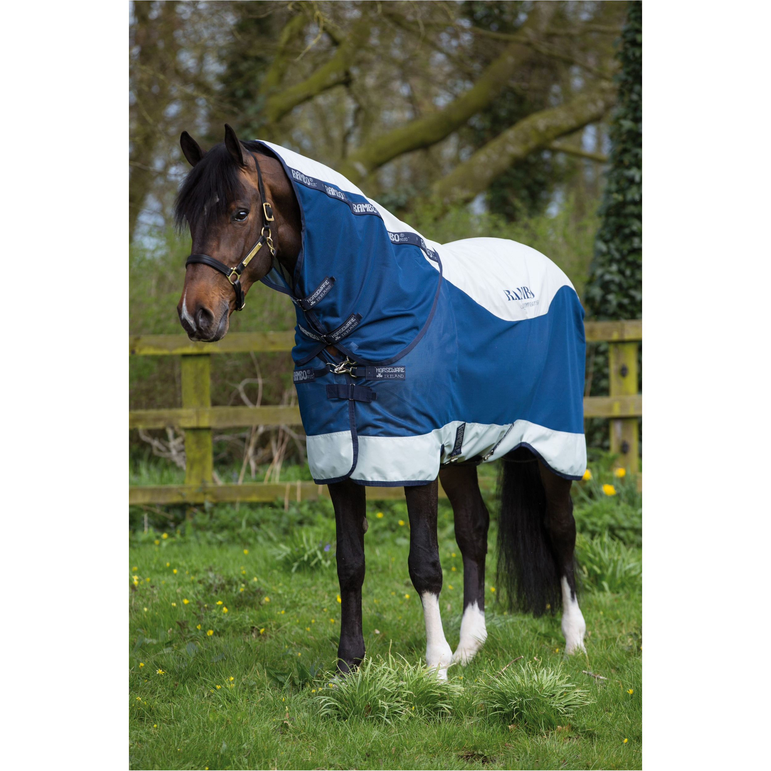 Fliegendecke mit Halsteil (abnehmbar) RAMBO Summer Series V-Front navy/grey