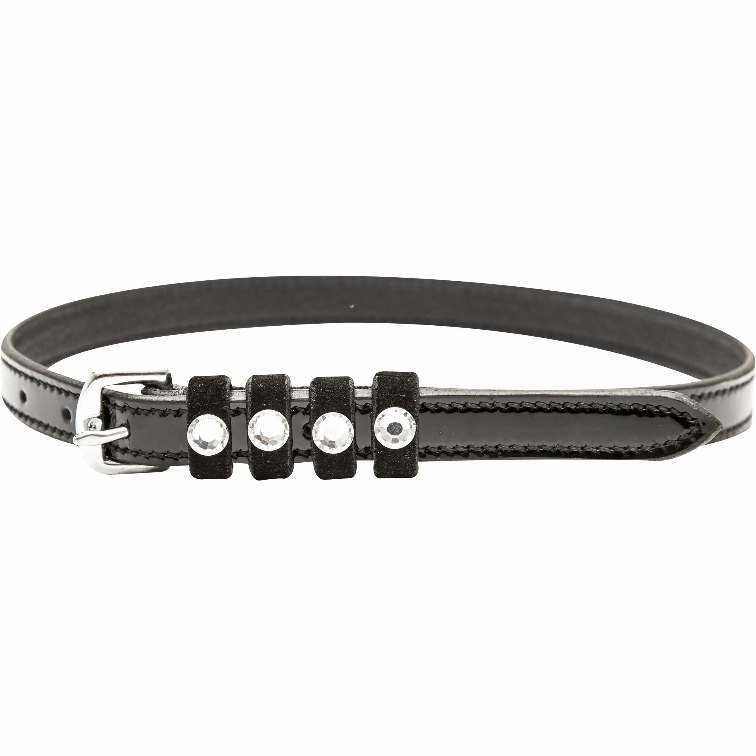 Damen Sporenriemen mit Strass IRHPardouz Leder schwarz lack/chrystal