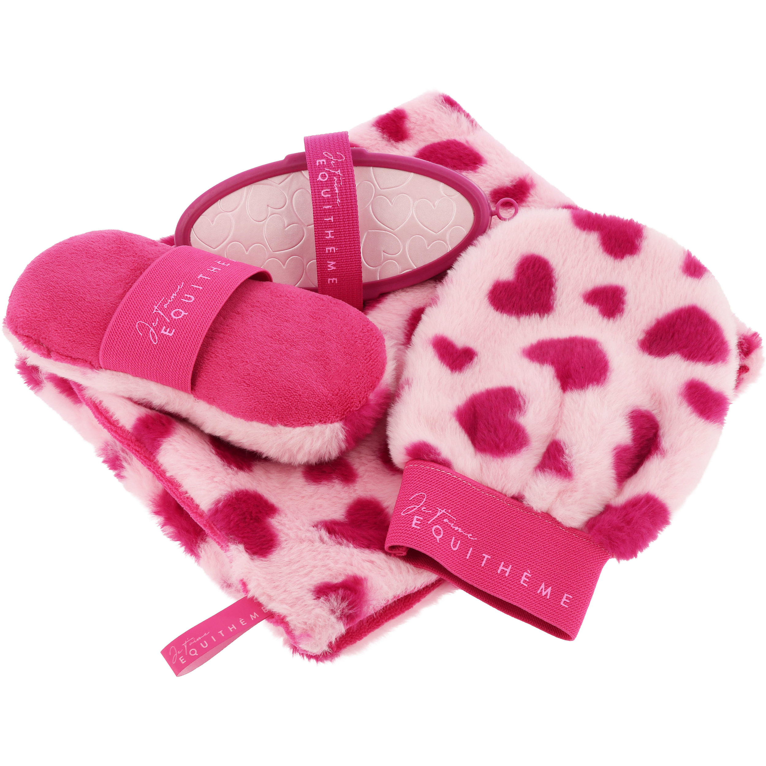 Glanztuch Je t’aime 2 Seiten rosa/fuchsia