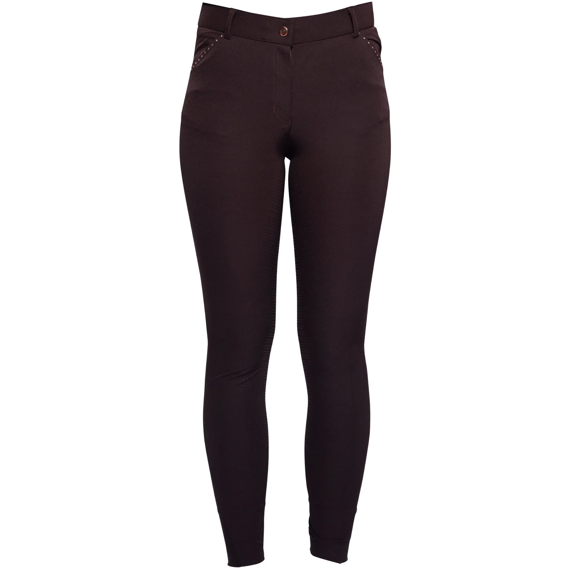 Damen Reithose Silikon Vollbesatz ROSEGOLD GLAMOUR STYLE braun/rosegold