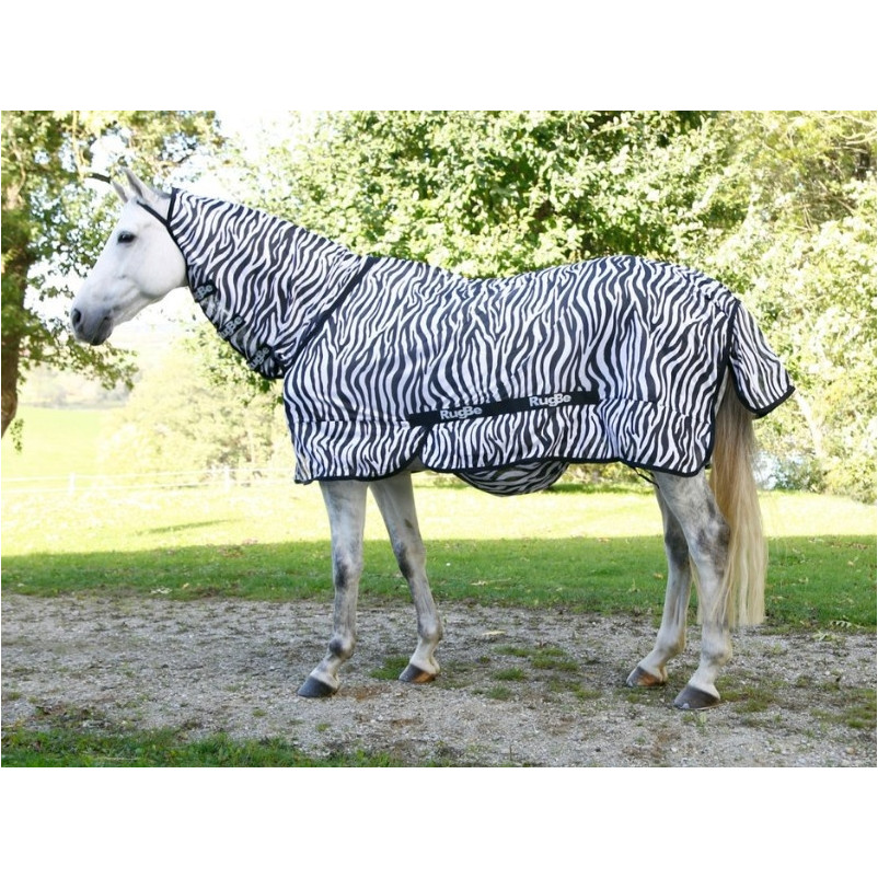 Fliegendecke mit Halsteil RugBe ZEBRA schwarz/weiss