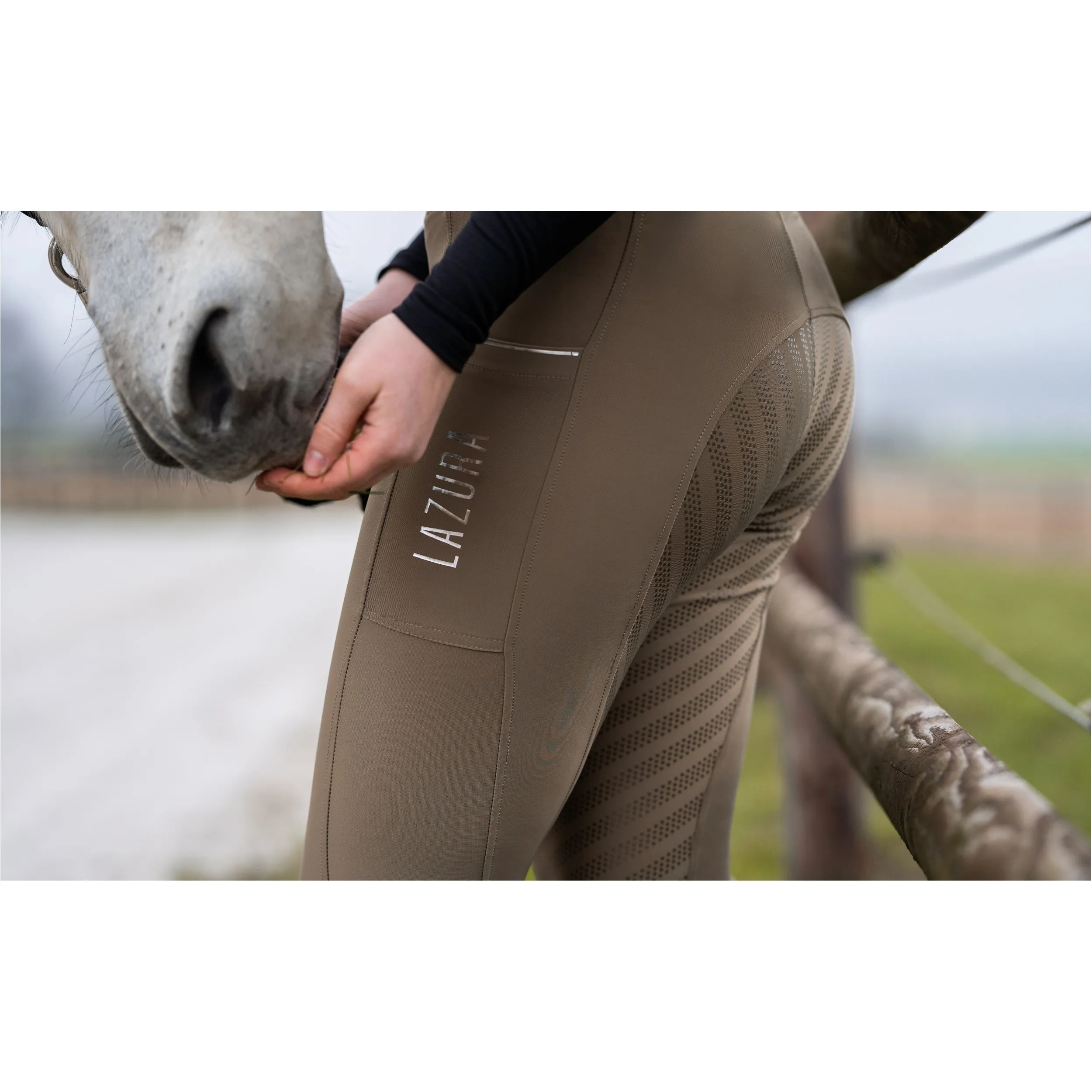 Kinder Reitleggings Silikon Vollbesatz FENJA avocado