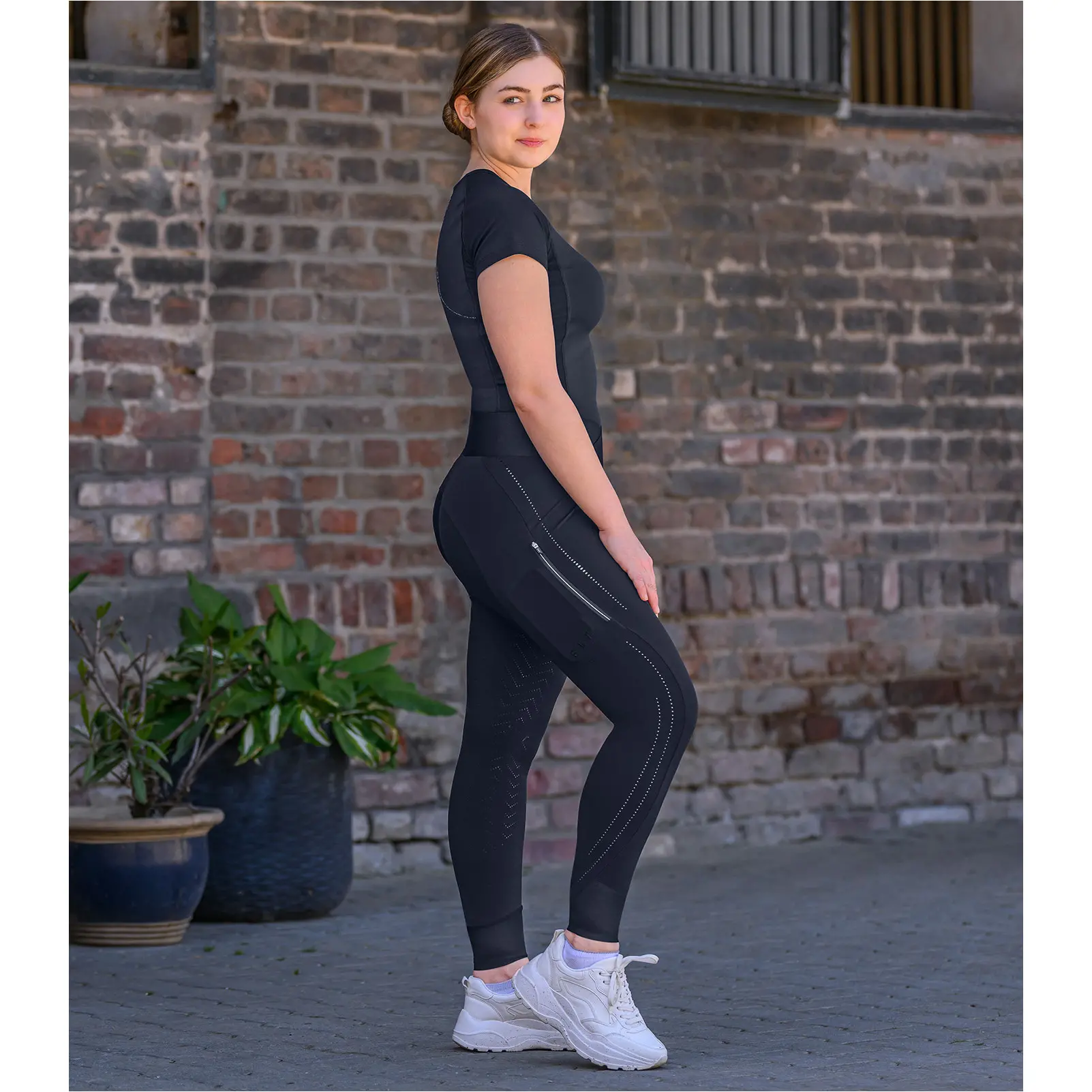 Sommer Damen Reitleggings Silikon Vollbesatz PIA tiefblau