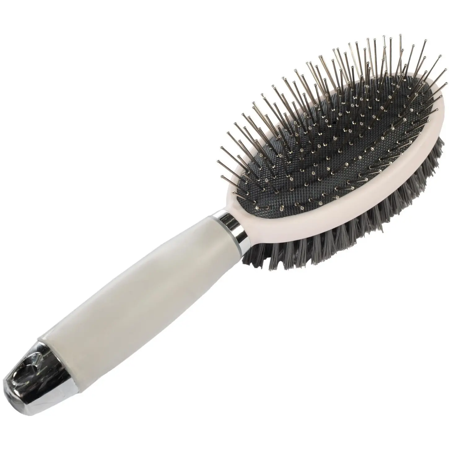 Schweif- und Mähnenbürste mit Gelgriff zweiseitig hellrosa/hellgrau