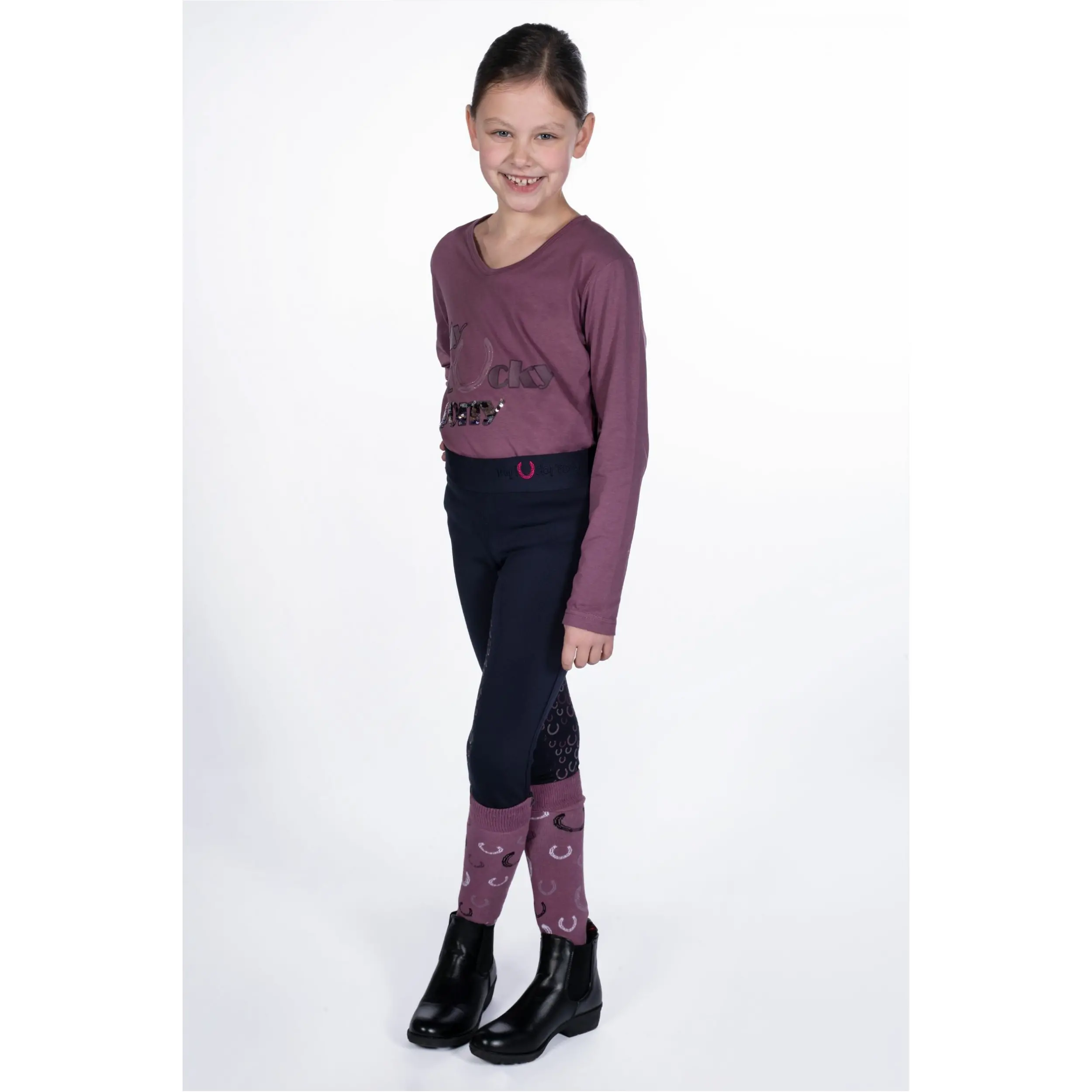 Winter Kinder Reitleggings Silikon Vollbesatz ALVA dunkelblau