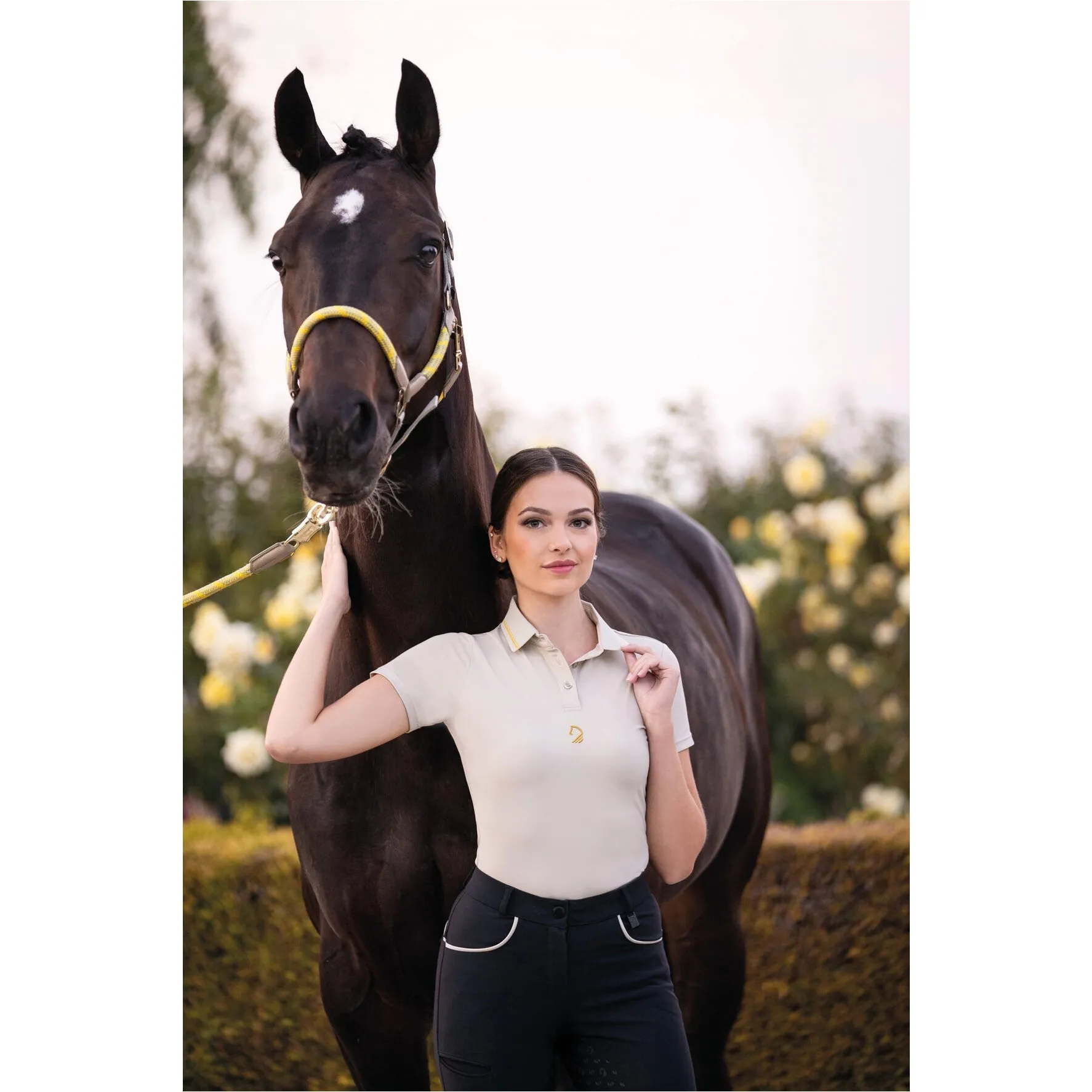 Damen Poloshirt LIMONE grau/beige
