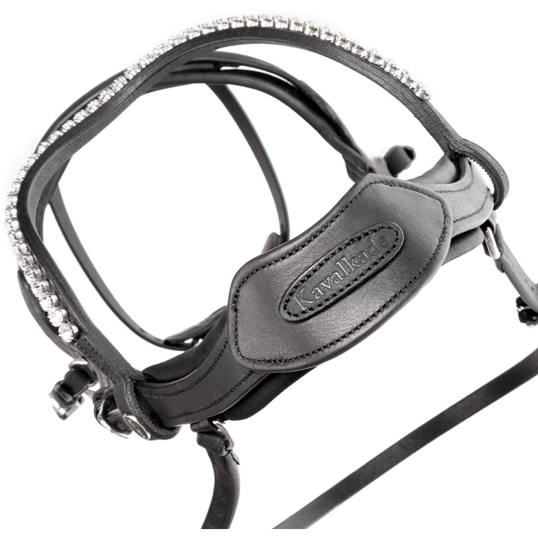 Trensenzaum englisch kombiniert CALIANO Leder geölt schwarz/silber