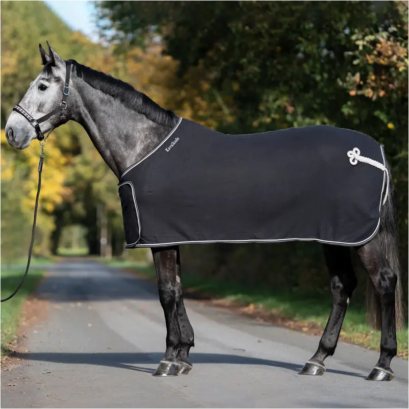 Abschwitzdecke mit abnehmbarem Brustlatz schwarz/weiß