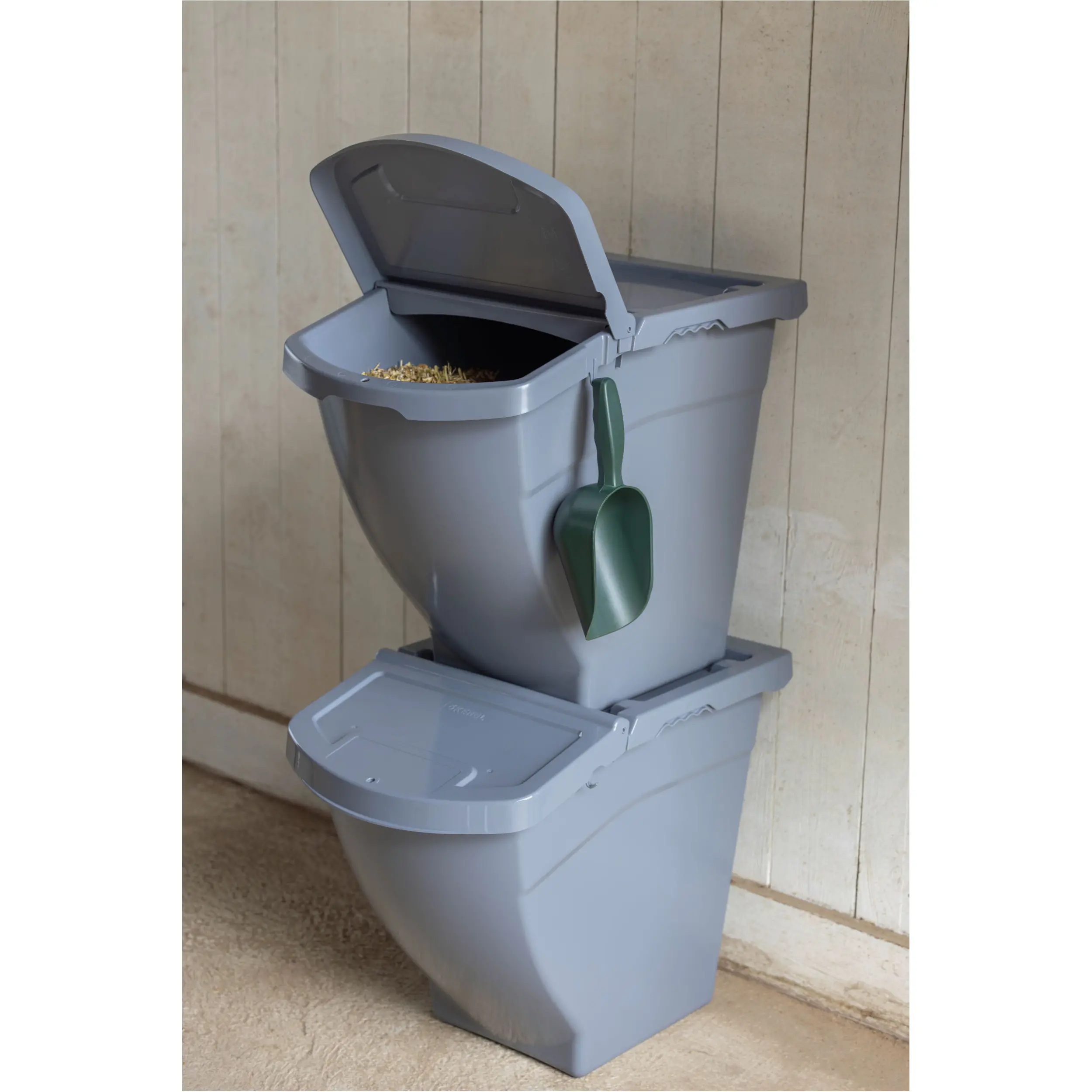 Futterbox stapelbar mit Deckel grau 40l