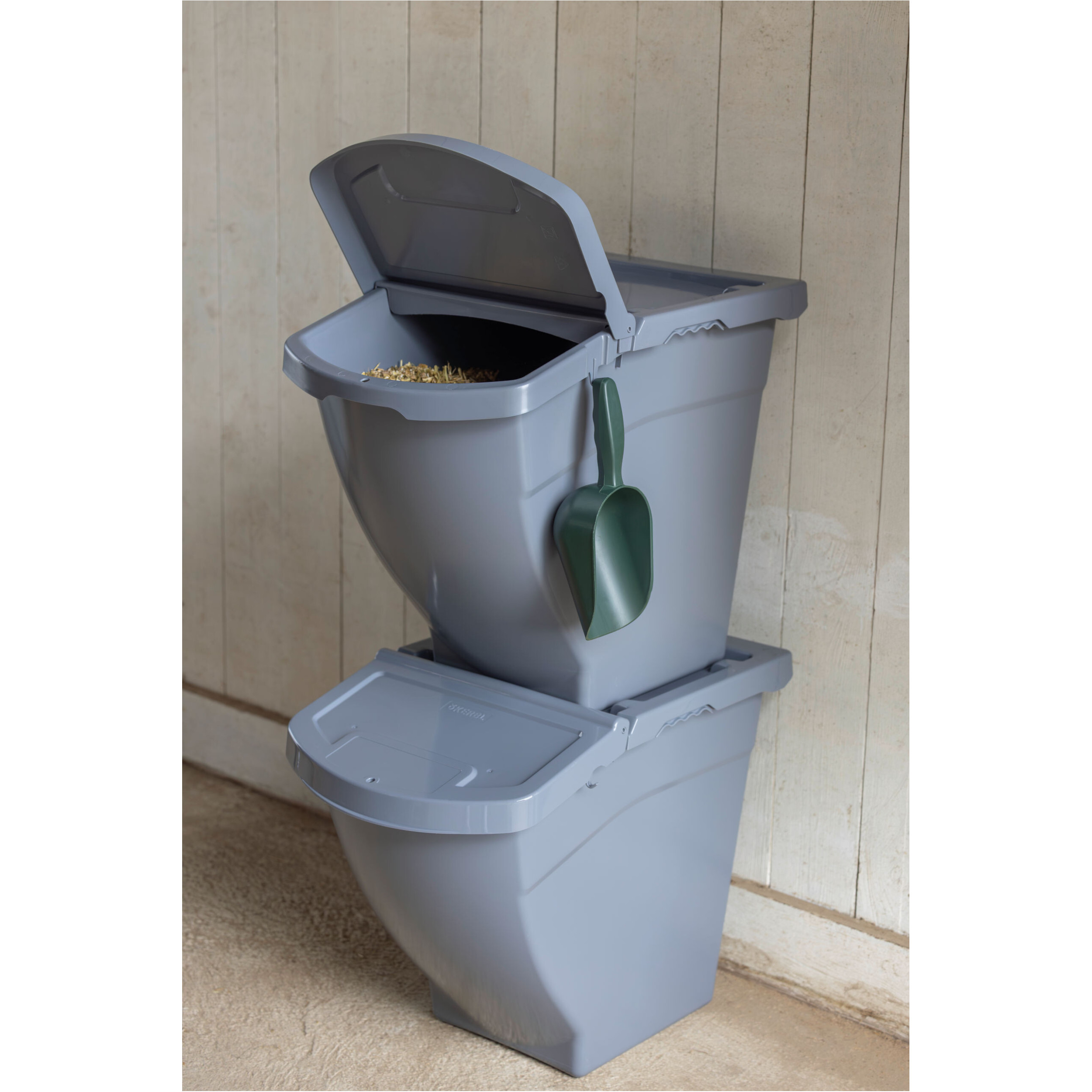 Futterbox stapelbar mit Deckel grau 40l