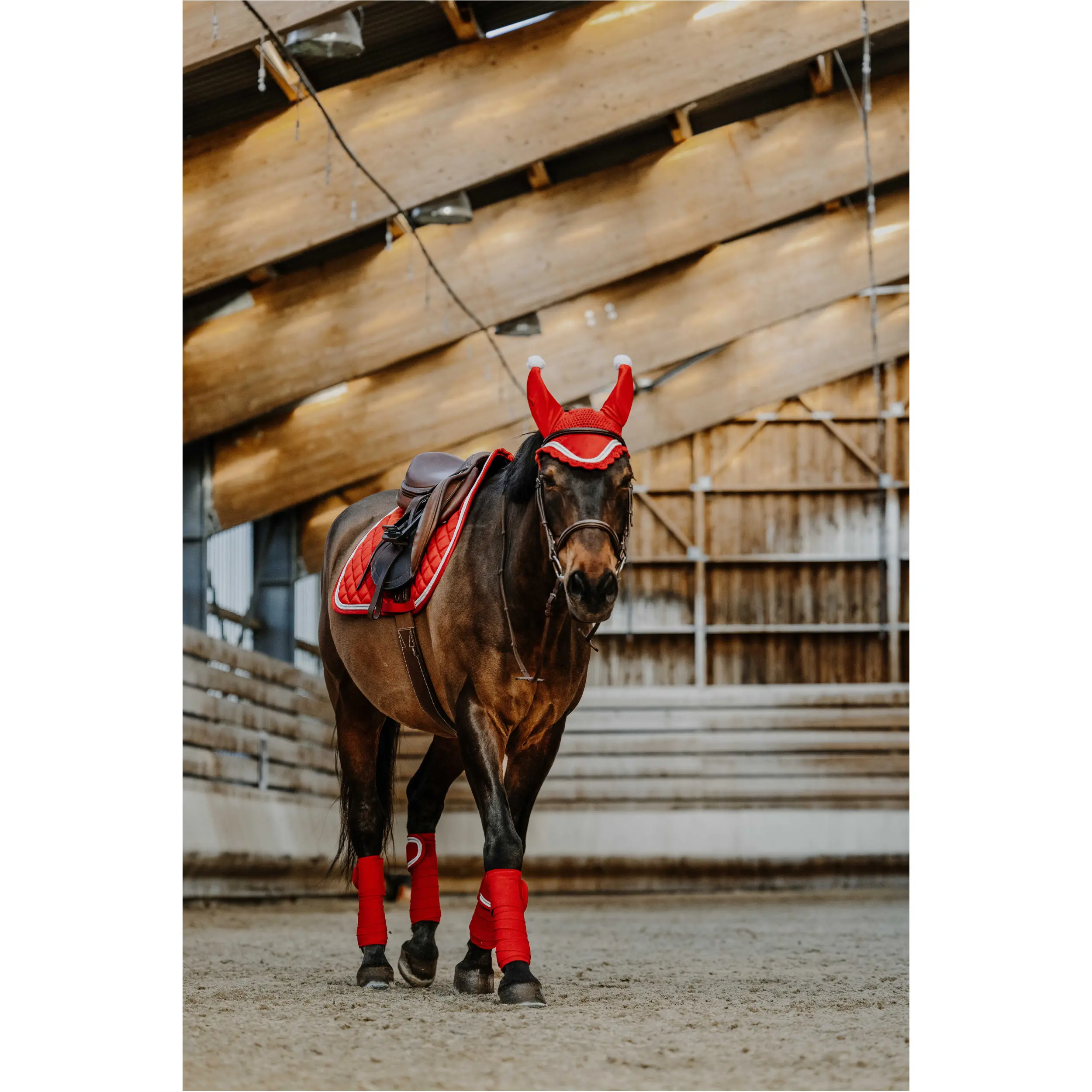 Fleecebandagen XMAS weiß/rot 3m 