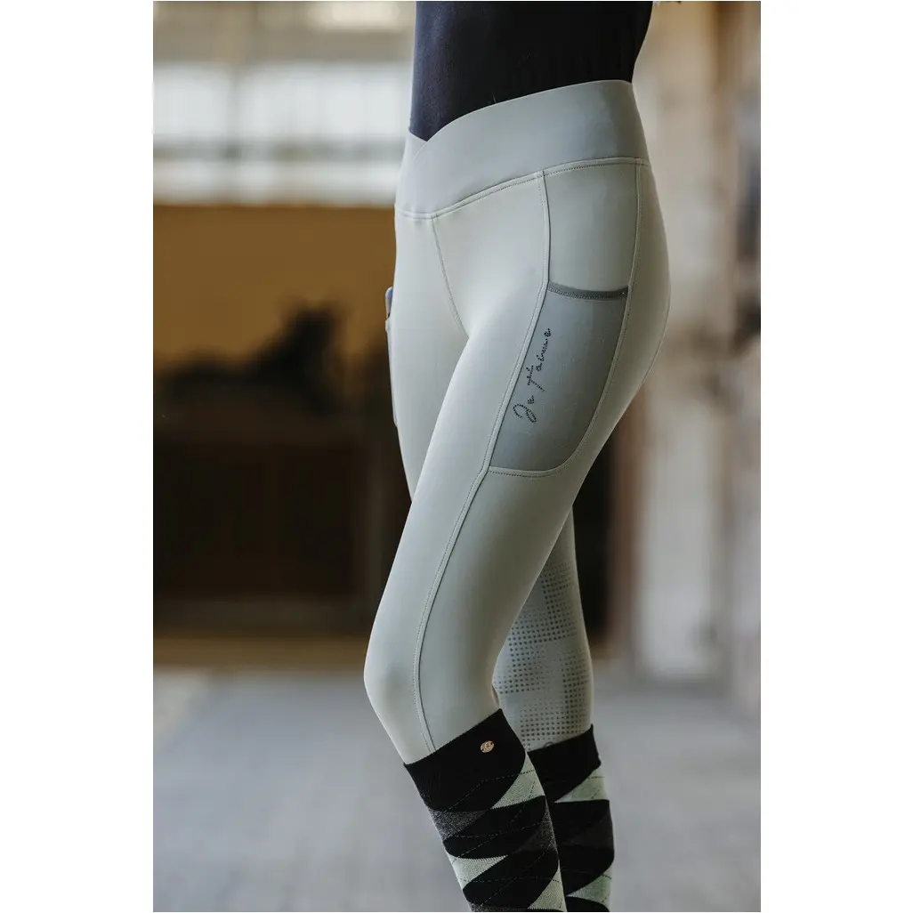 Damen Reitleggings Silikon Vollbesatz FLORA Kreuzbund salbeigrün