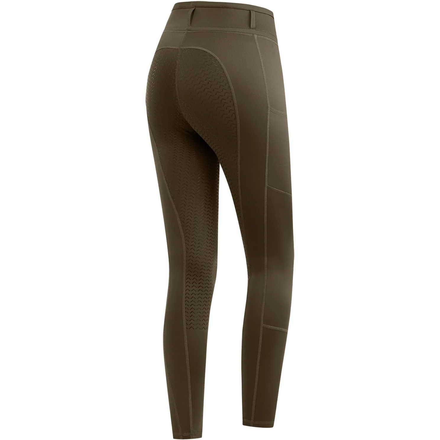 Winter Kinder Reitleggings Silikon Vollbesatz ELLA grünbraun