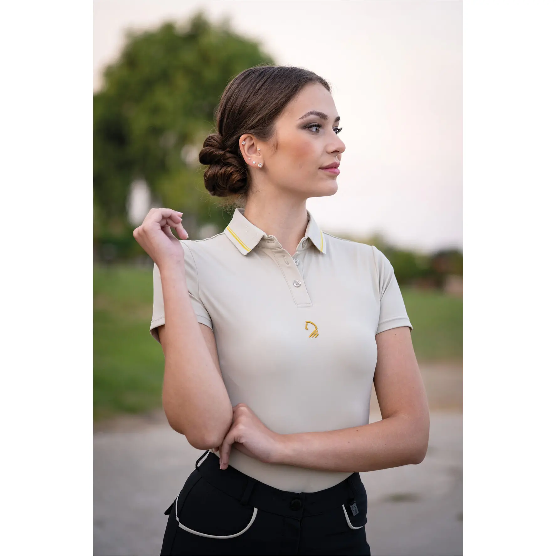 Damen Poloshirt LIMONE grau/beige