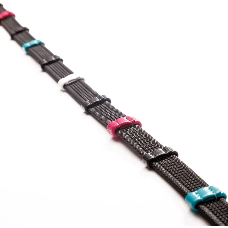 Gummierte Zügel TRAINING bunte Stege schwarz/pink-türkis 16mm