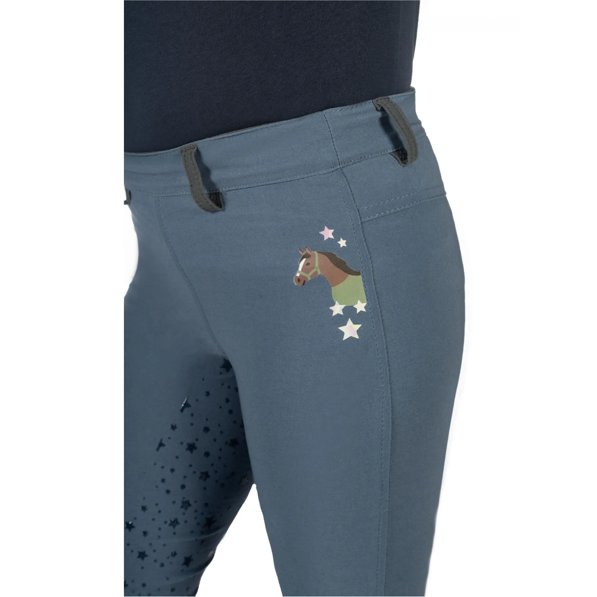Kinder Reitleggings Silikon Vollbesatz PONY DREAM II rauchblau