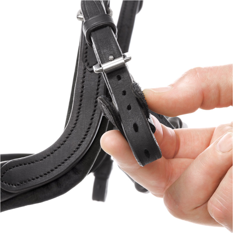 Trensenzaum englisch kombiniert CALIANO Leder geölt schwarz/silber